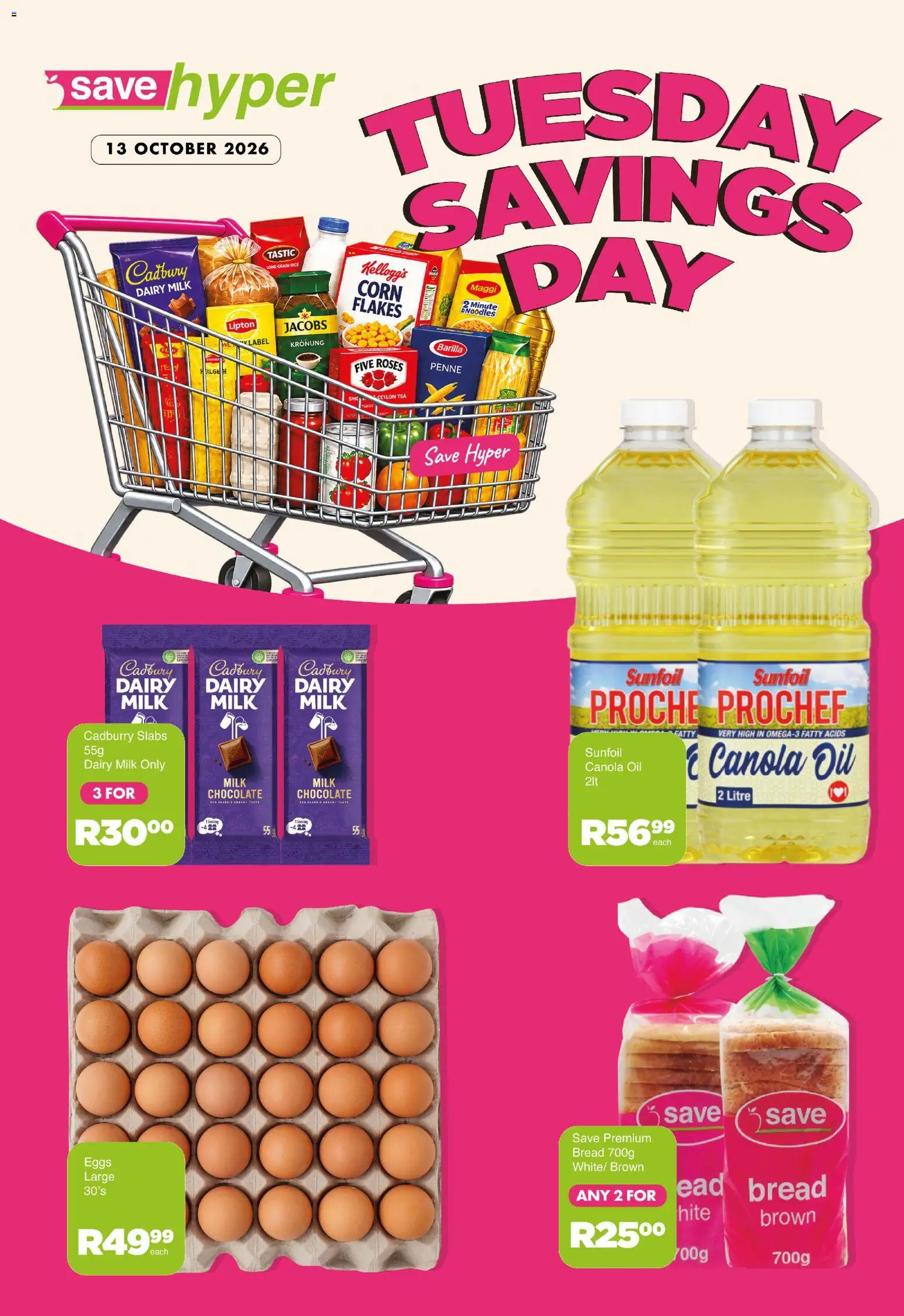 New Save catalogue – valid from 13/10/2026 | Page: 11 | Products: Corn flakes, Milk, Chocolate, Tea