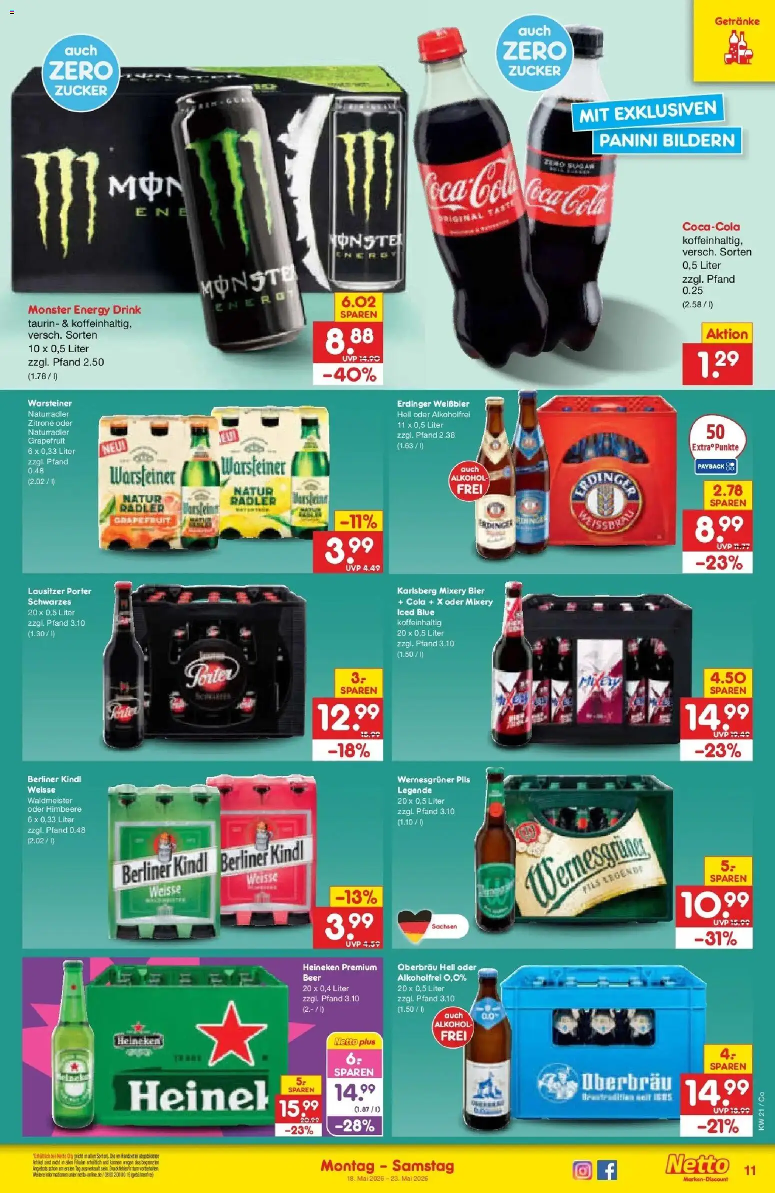 Netto Marken-Discount Prospekt Bitterfeld-Wolfen	 – gültig ab 17.05.2026 | Seite: 11 | Produkte: Energy, Weißbier, Heineken, Mixery