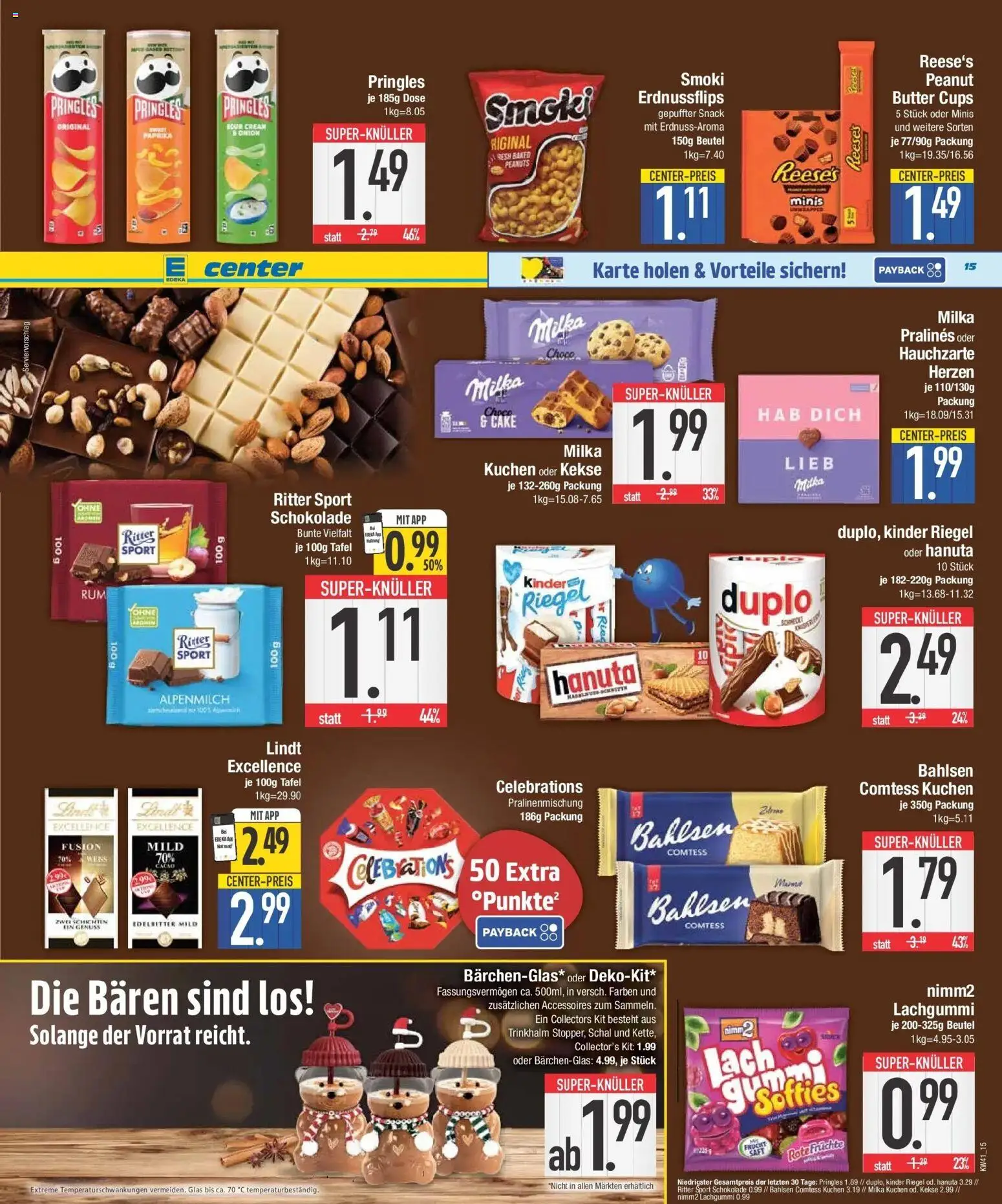 E center Prospekt Donauwörth (ab 05.10.2026) zum Blättern | Seite: 15 | Produkte: Kinder riegel, Saft, Kuchen, Kekse