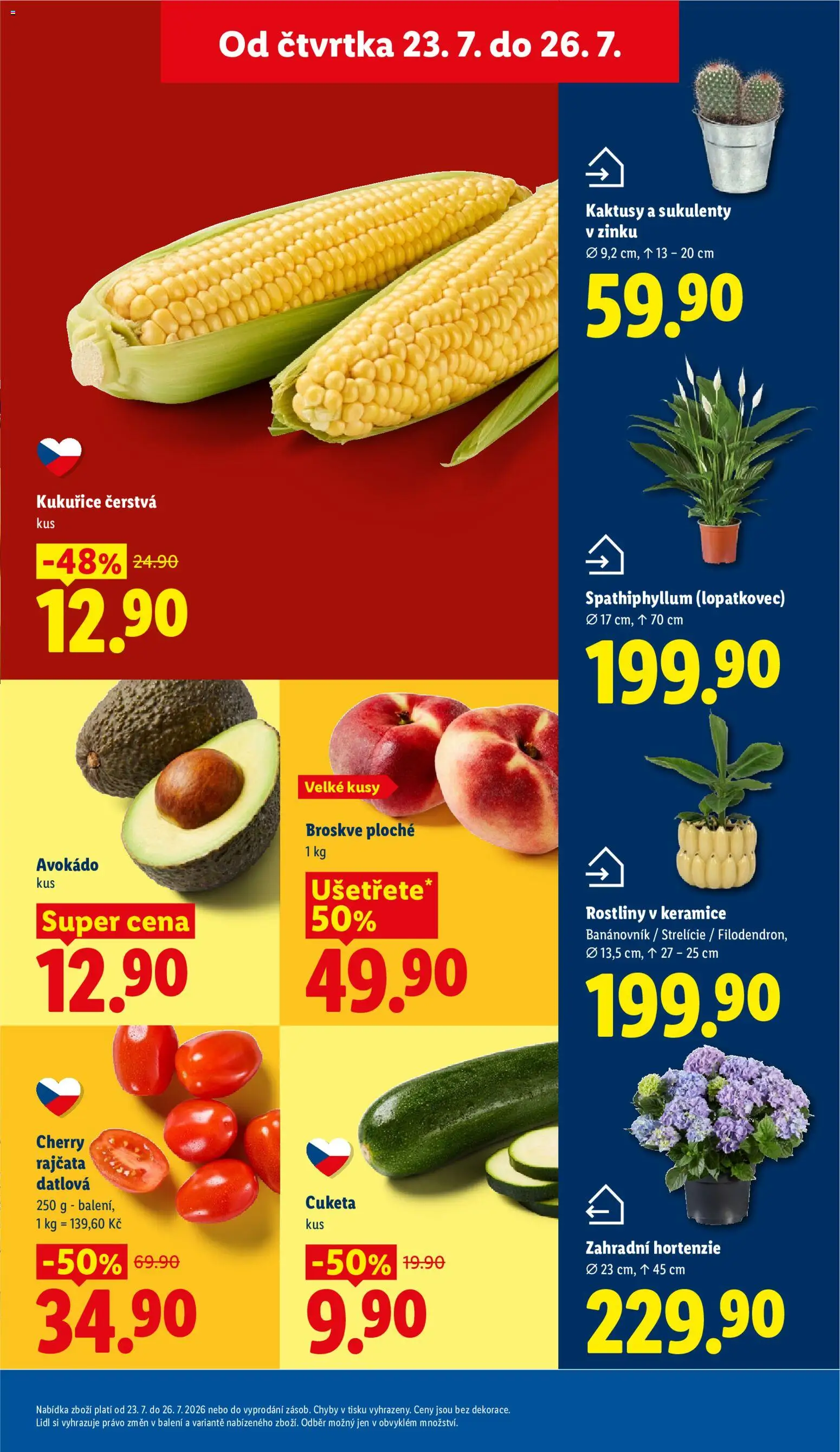 Lidl leták od 23.07.2026 | Strana: 13 | Produkty: Rajčata, Cuketa, Kukuřice, Broskve