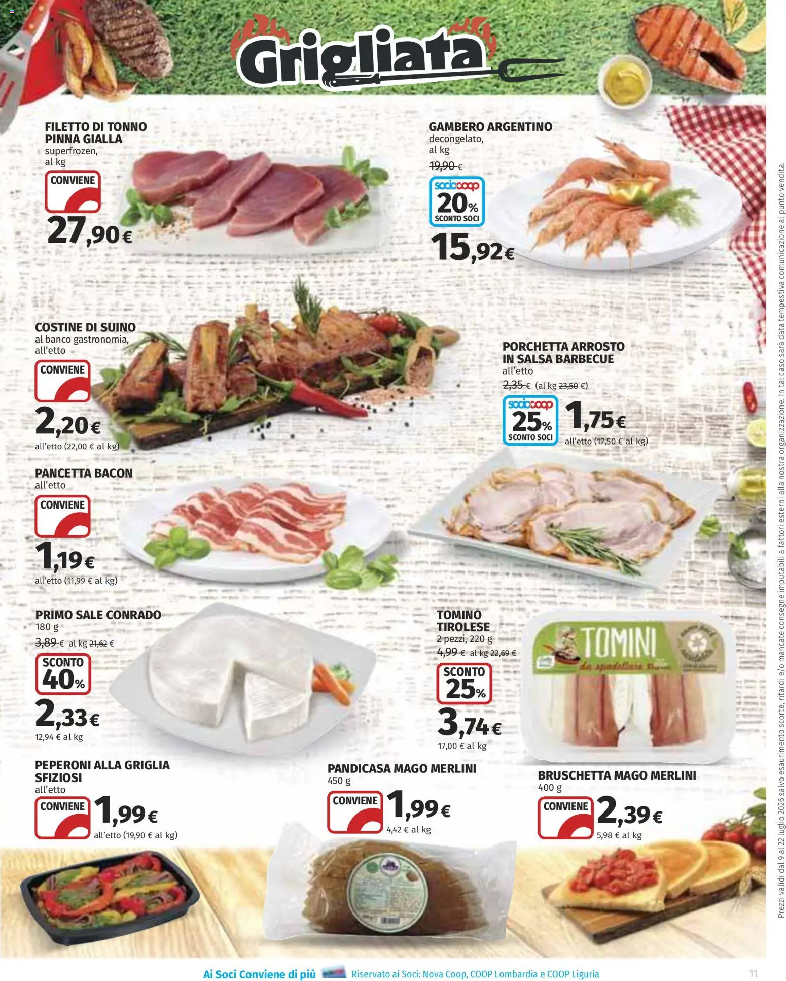 Volantino COOP del 09/07/2026 | Pagina: 11 | Prodotti: Arrosto, Peperoni, Pancetta, Salsa barbecue