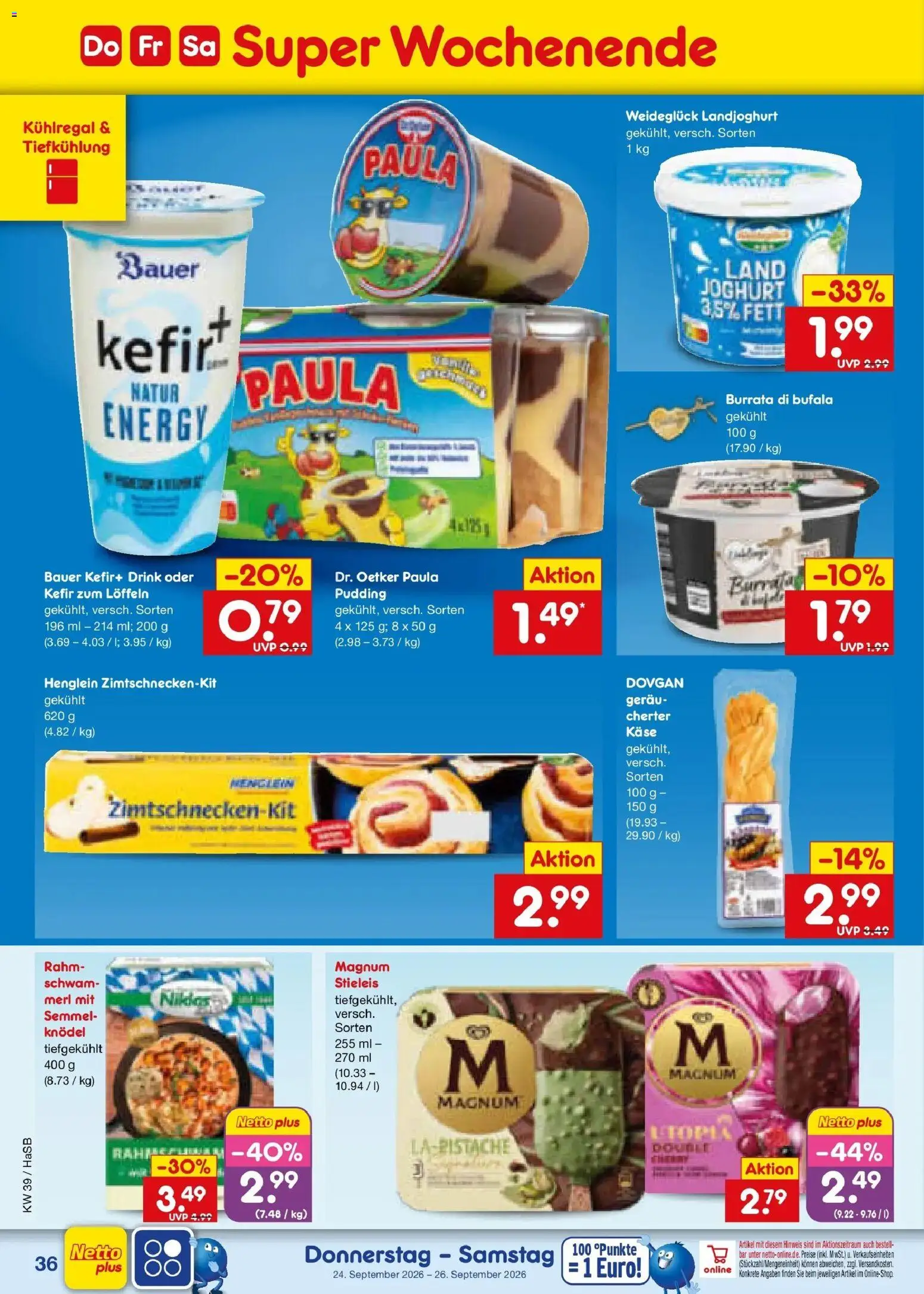 Netto Marken-Discount Prospekt Unna – gültig ab 21.09.2026 | Seite: 52 | Produkte: Kefir, Käse, Joghurt, Burrata