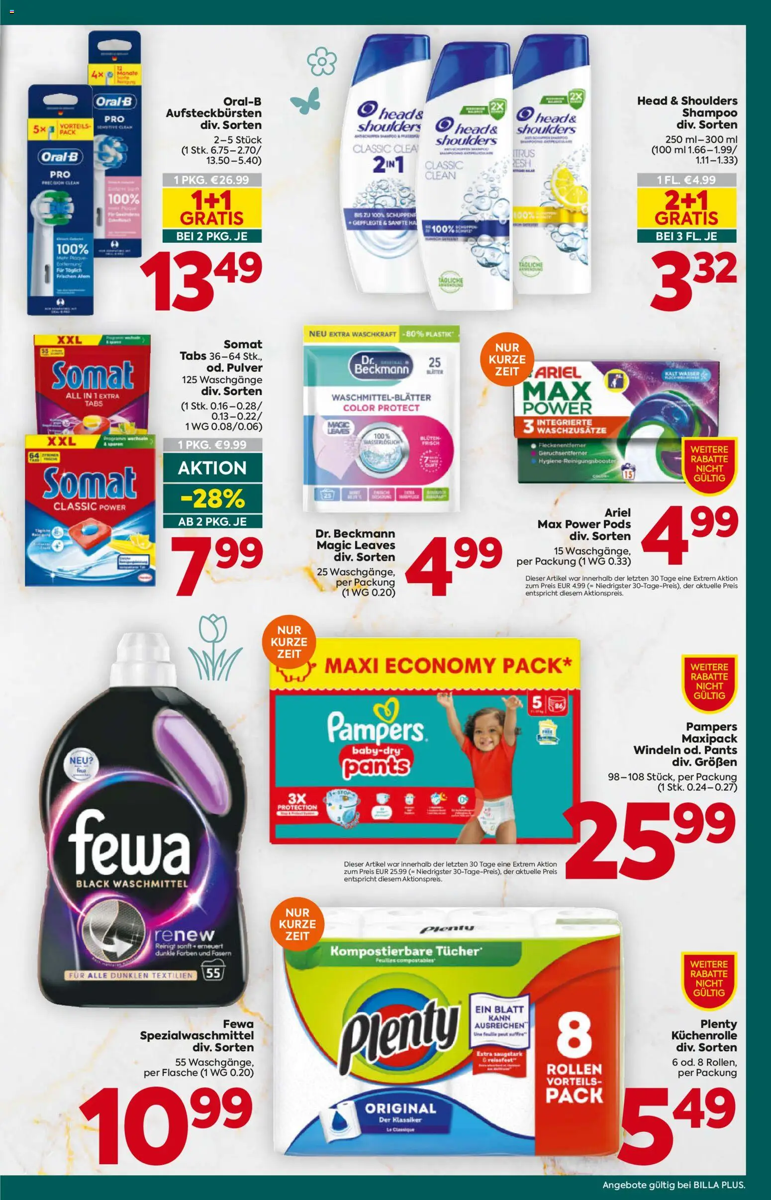 Billa Plus Flugblatt gültig ab 05.03.2026 | Seite: 15 | Produkte: Wasser, Pampers, Shampoo, Waschmittel