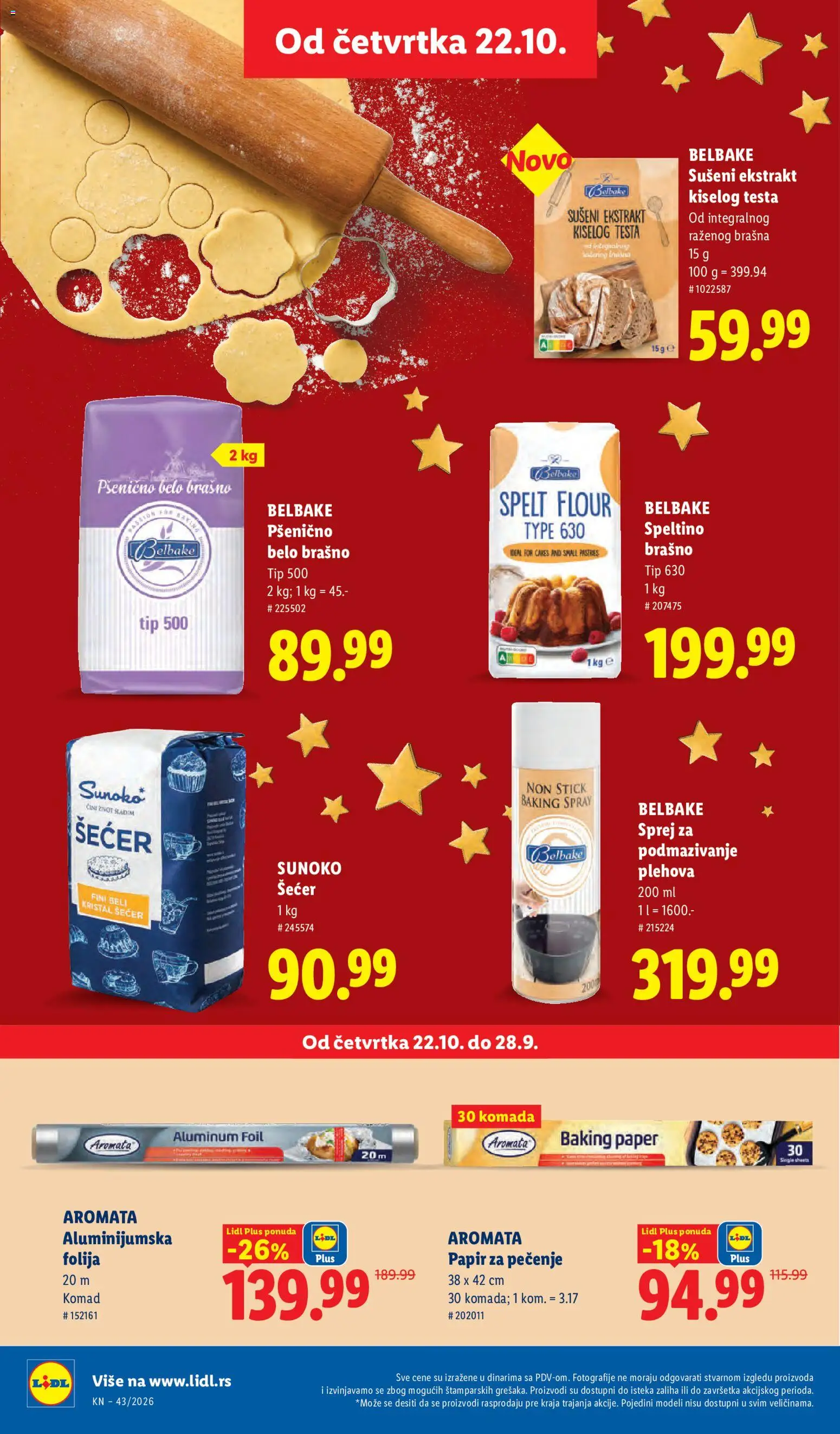 Lidl katalog - važi od 22.10.2026 | Strana: 52 | Proizvode: Aluminijumska folija, Papir za pečenje, Šećer, Brašno