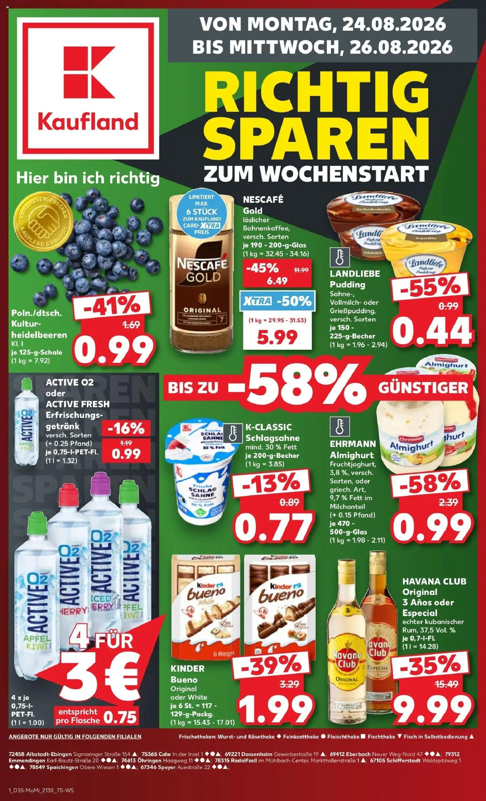 Prospekt Kaufland ab 24.08.2026 » Angebote Online zum Blättern | Seite: 1 | Produkte: Havana club, Ehrmann almighurt, Äpfel, Sahne