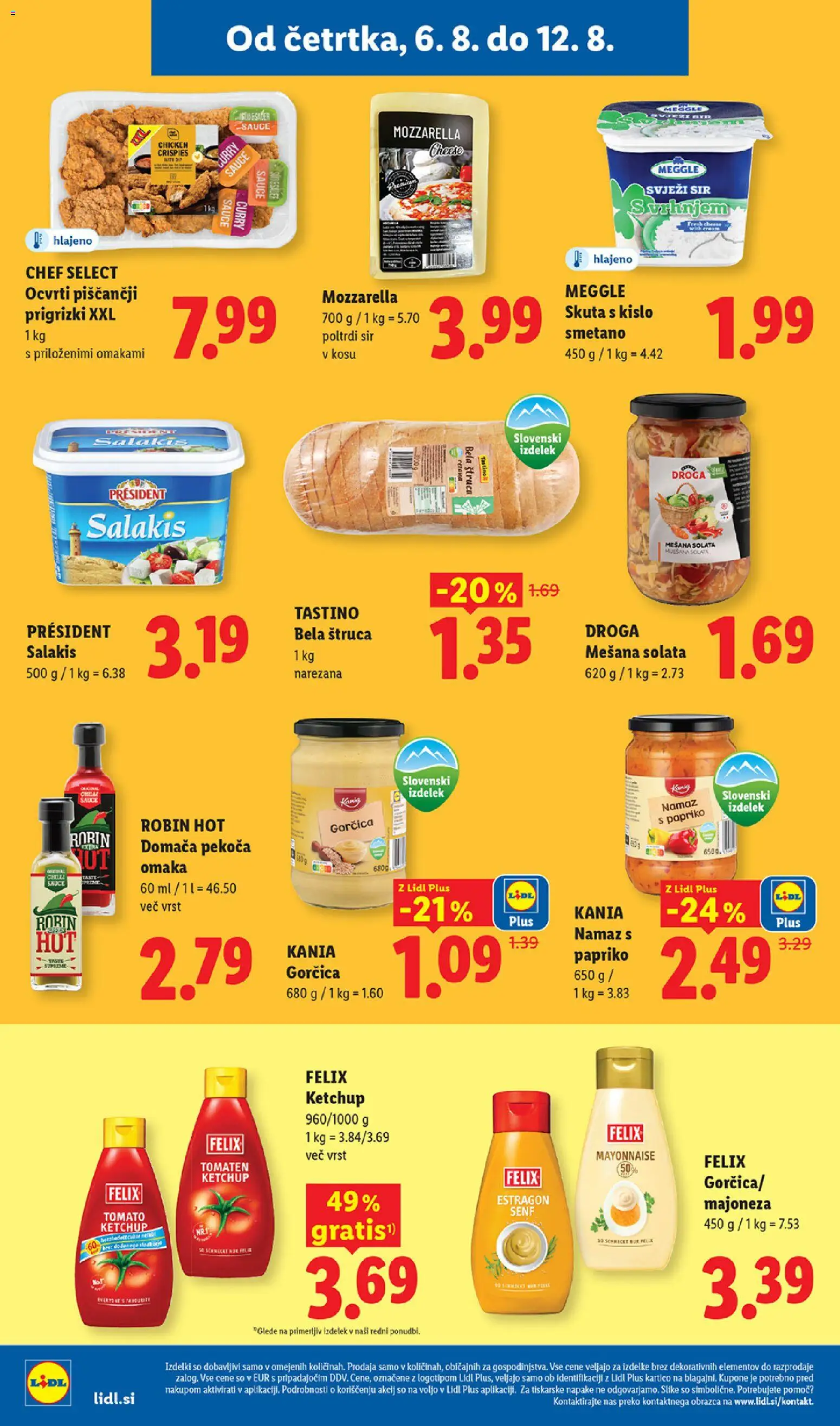 Novi Lidl katalog ponudbe – veljaven od 06.08.2026 | Stran: 10 | Izdelki: Sir, Solata, Majoneza, Omaka