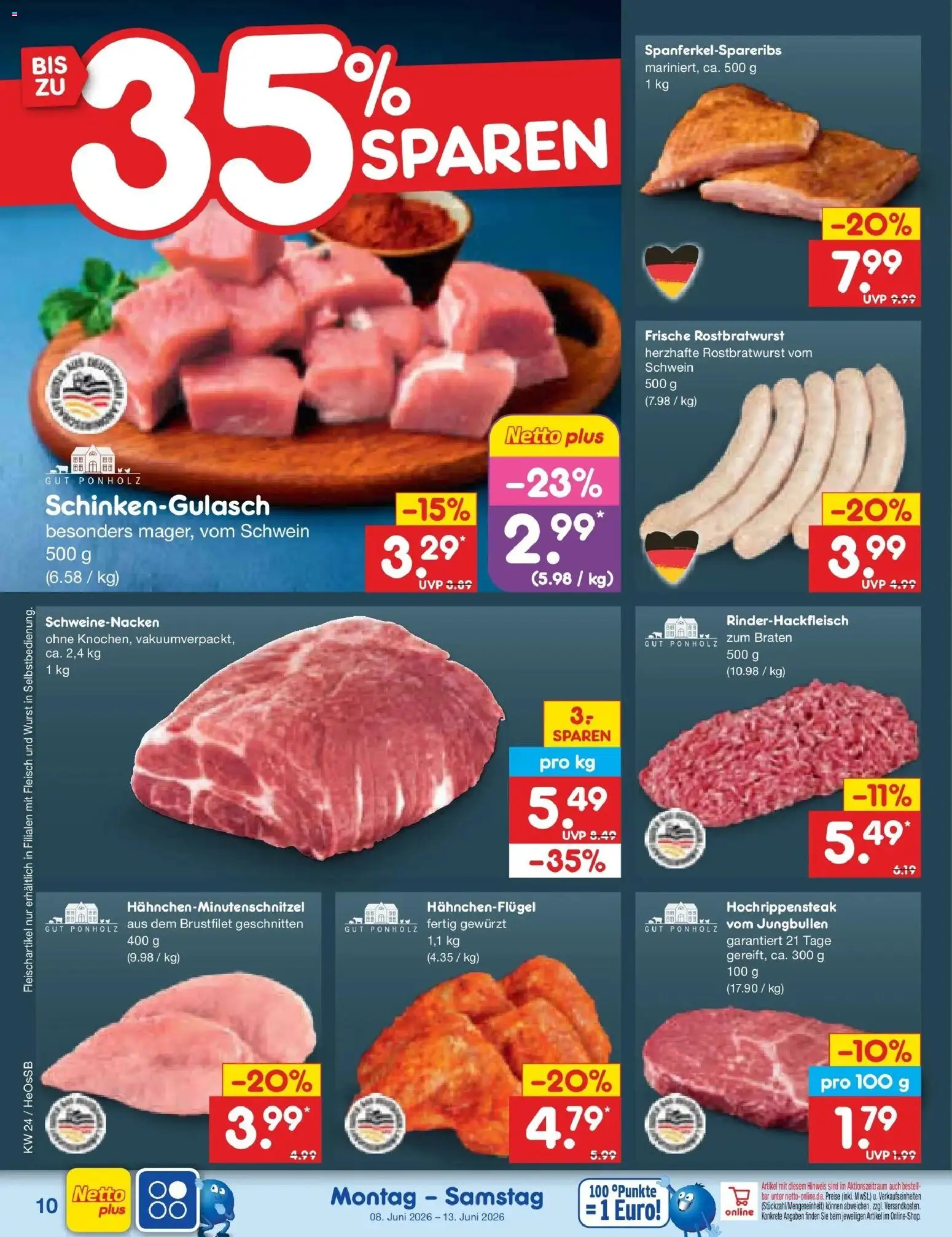 Netto Marken-Discount Prospekt Kröpelin – gültig ab 08.06.2026 | Seite: 16 | Produkte: Schweinenacken, Wurst, Fleisch