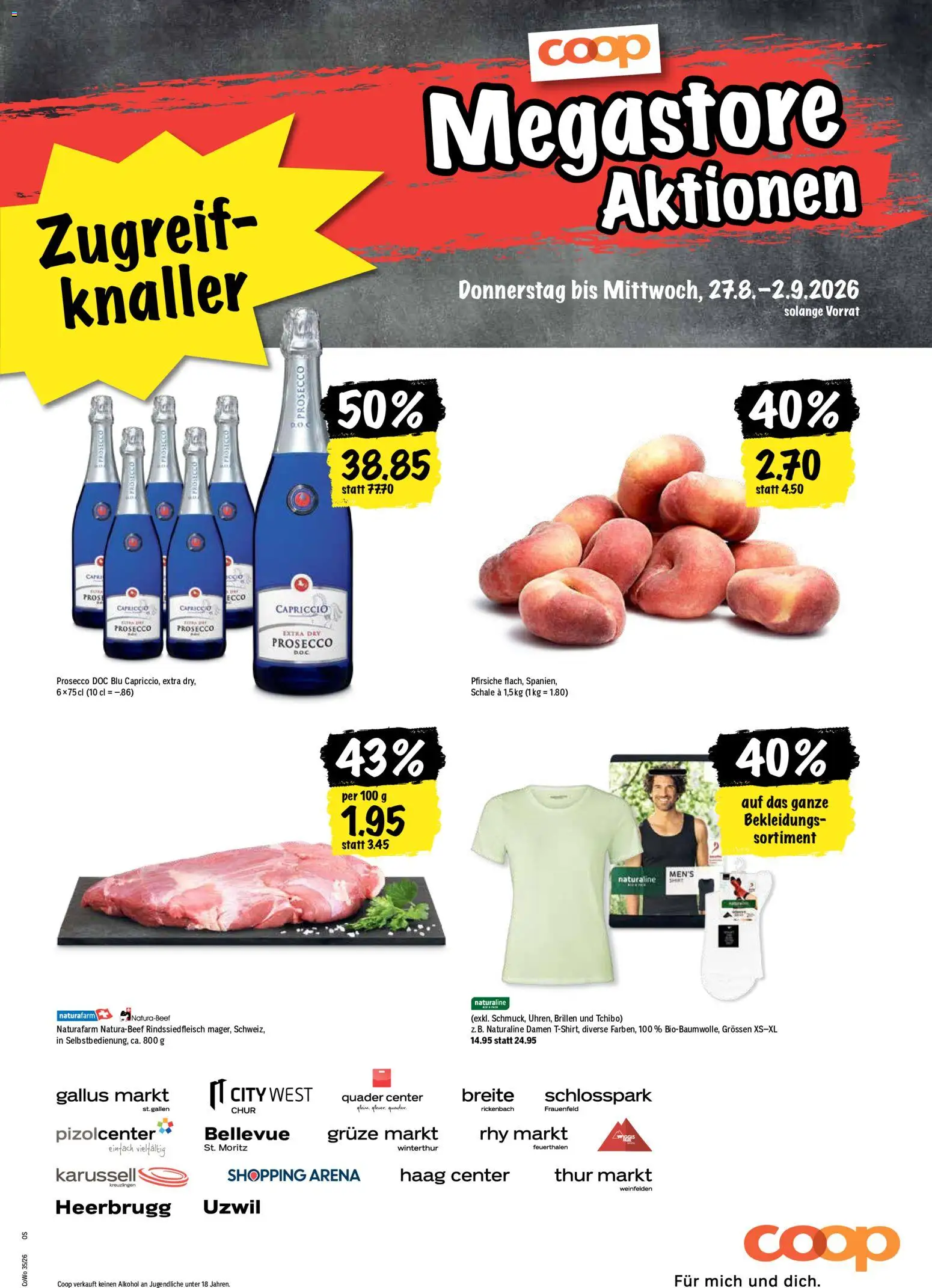 Coop aktionen – gültig ab 27.08.2026 | Seite: 21 | Produkte: T-Shirt, Prosecco