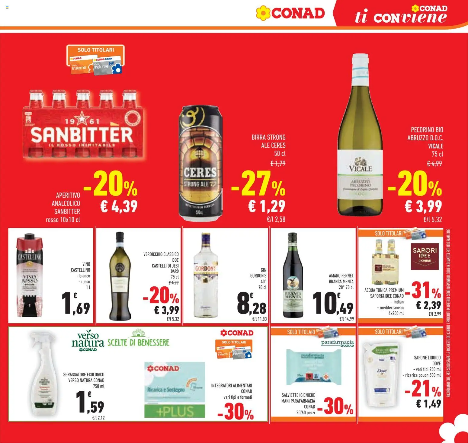 Volantino Conad del 26/08/2026 | Pagina: 33 | Prodotti: Fernet, Sgrassatore, Gin Gordon’s, Amaro