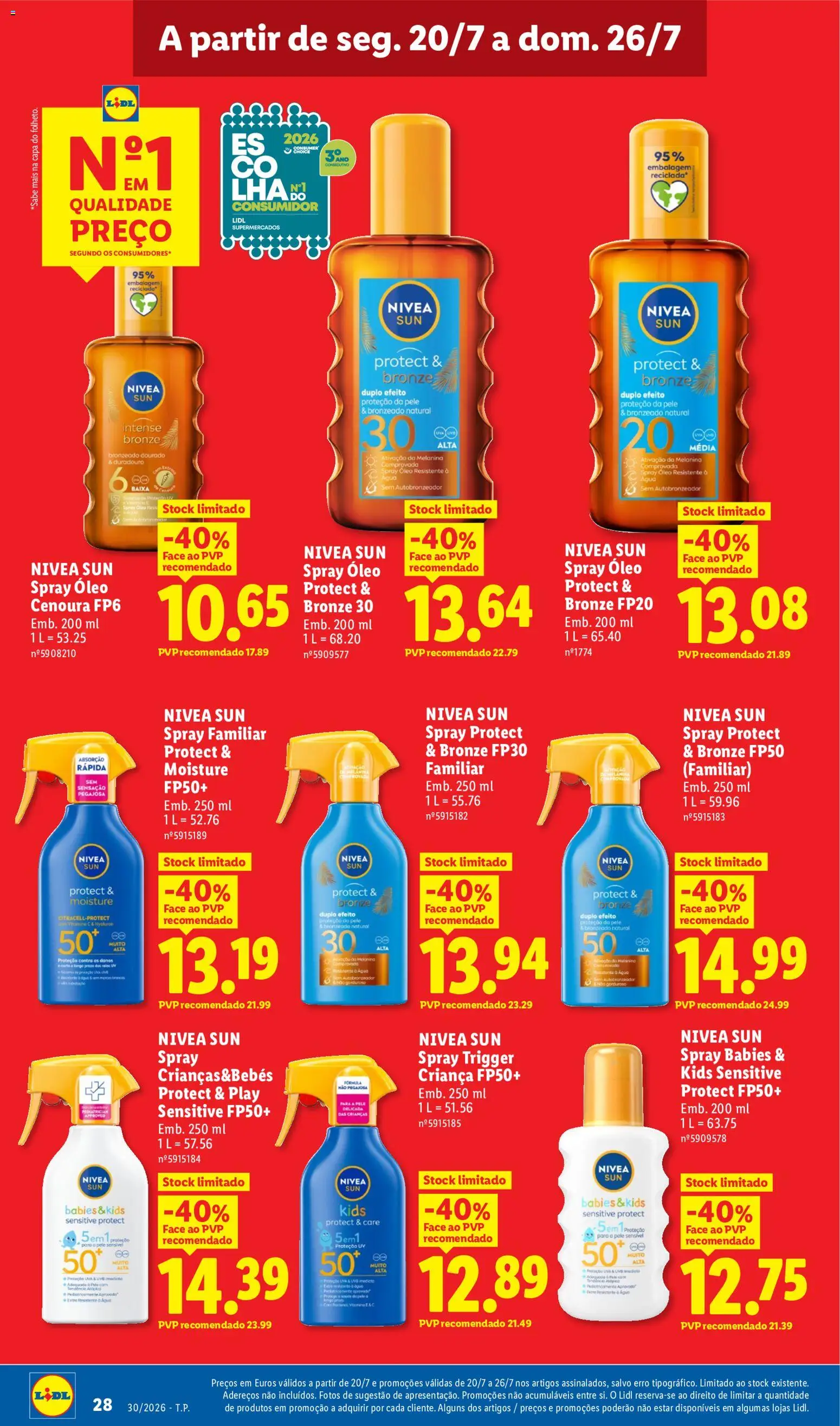 Lidl folheto │ válido de 20/07/2026 | Página: 28 | Produtos: Agua, Autobronzeador, Óleo, Cenoura