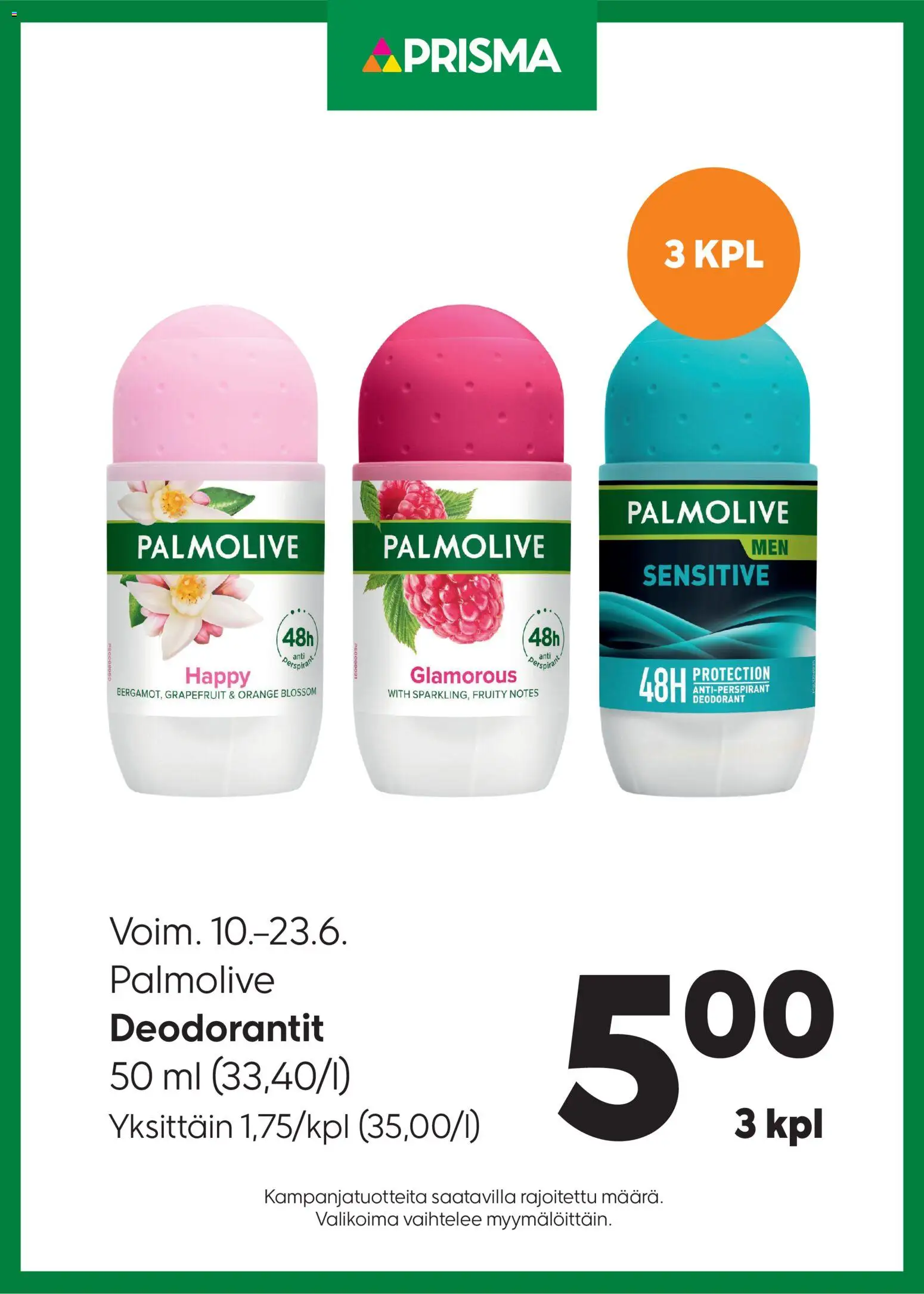 Prisma tarjoukset Deodorantit – voimassa 10.06.2026 alkaen | Sivu: 1
