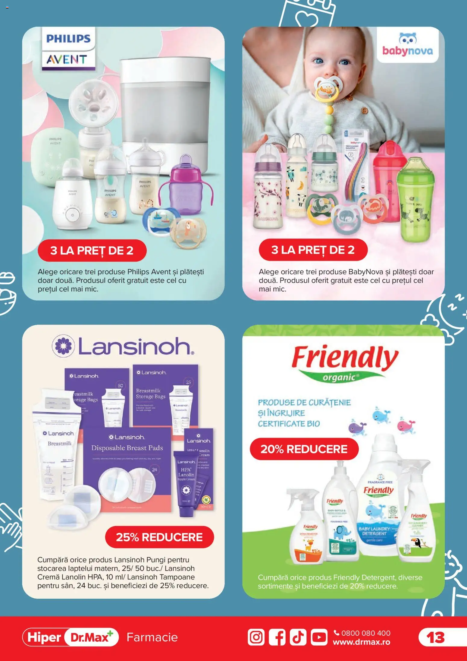 Noul catalog Dr.Max – valabil de la 01.04.2026 | Pagină: 13 | Produse: Bebek çorapları, Cremă, Detergent, Tampoane
