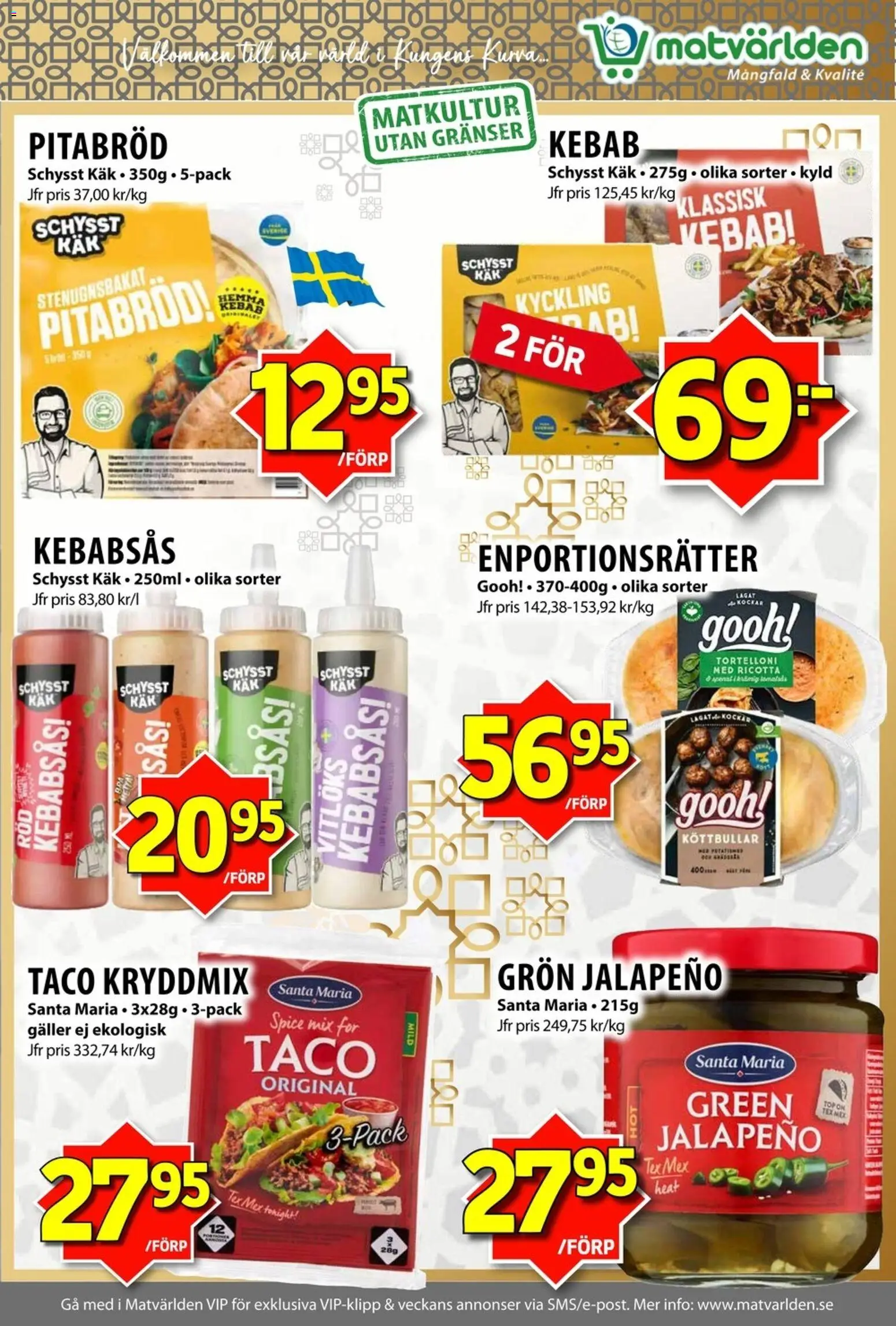 Matvärlden reklamblad aktuell från 11.05.2026 | Sida: 6 | Produkter: Köttbullar, Galler, Spenat, Pitabröd