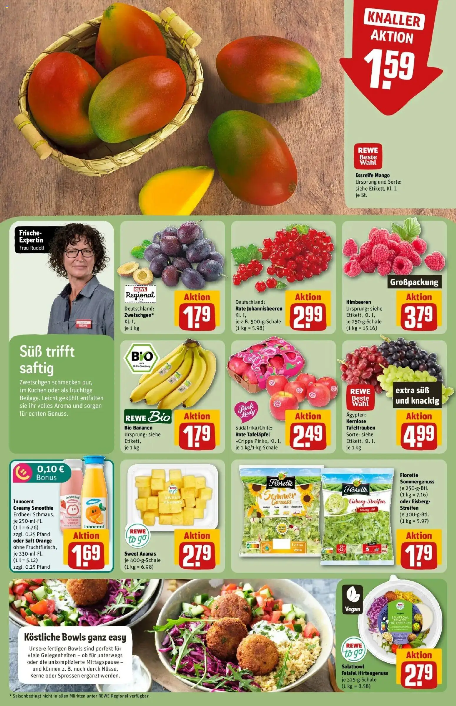 REWE Prospekt ab 03.08.2026 zum Blättern » Angebote | Seite: 6 | Produkte: Ananas, Zwetschgen, Mango, Kuchen