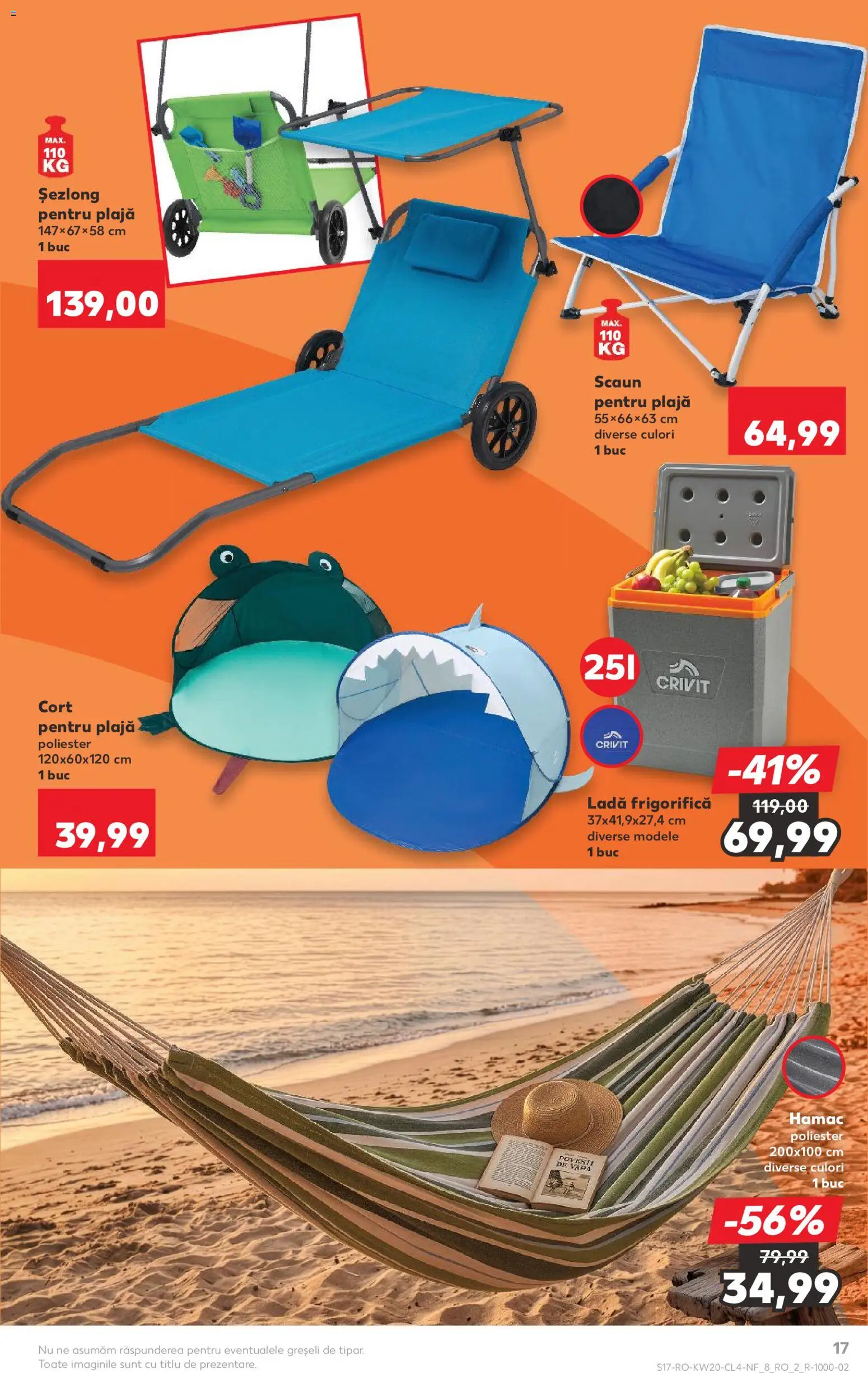 Noul catalog Kaufland – valabil de la 13.05.2026 | Pagină: 17 | Produse: Hamac, Șezlong, Scaun, Ladă frigorifică