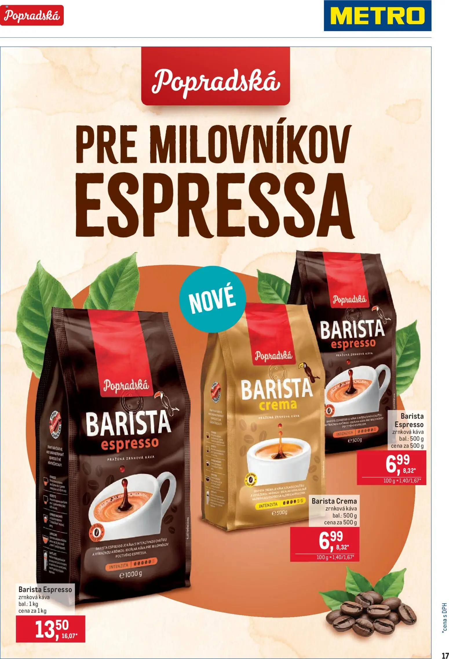Nové Metro akcie – leták je platný od 26.08.2026 | Strana: 17 | Produkty: Káva, Barista, Zrnková káva