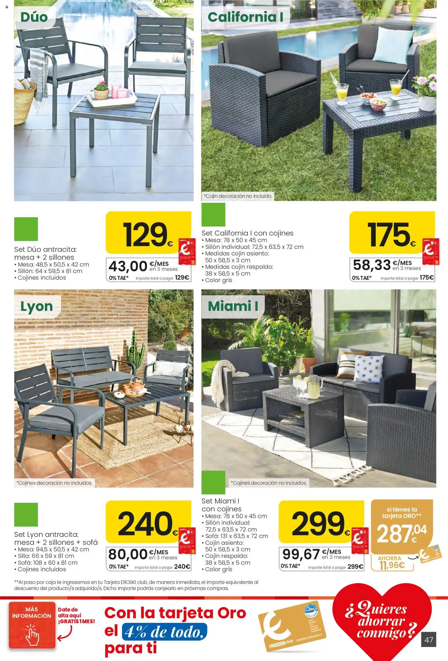 Eroski Ofertones de verano │ válido desde el 28.05.2026 | Página: 47 | Productos: Sofá, Mesa, Silla, Caja