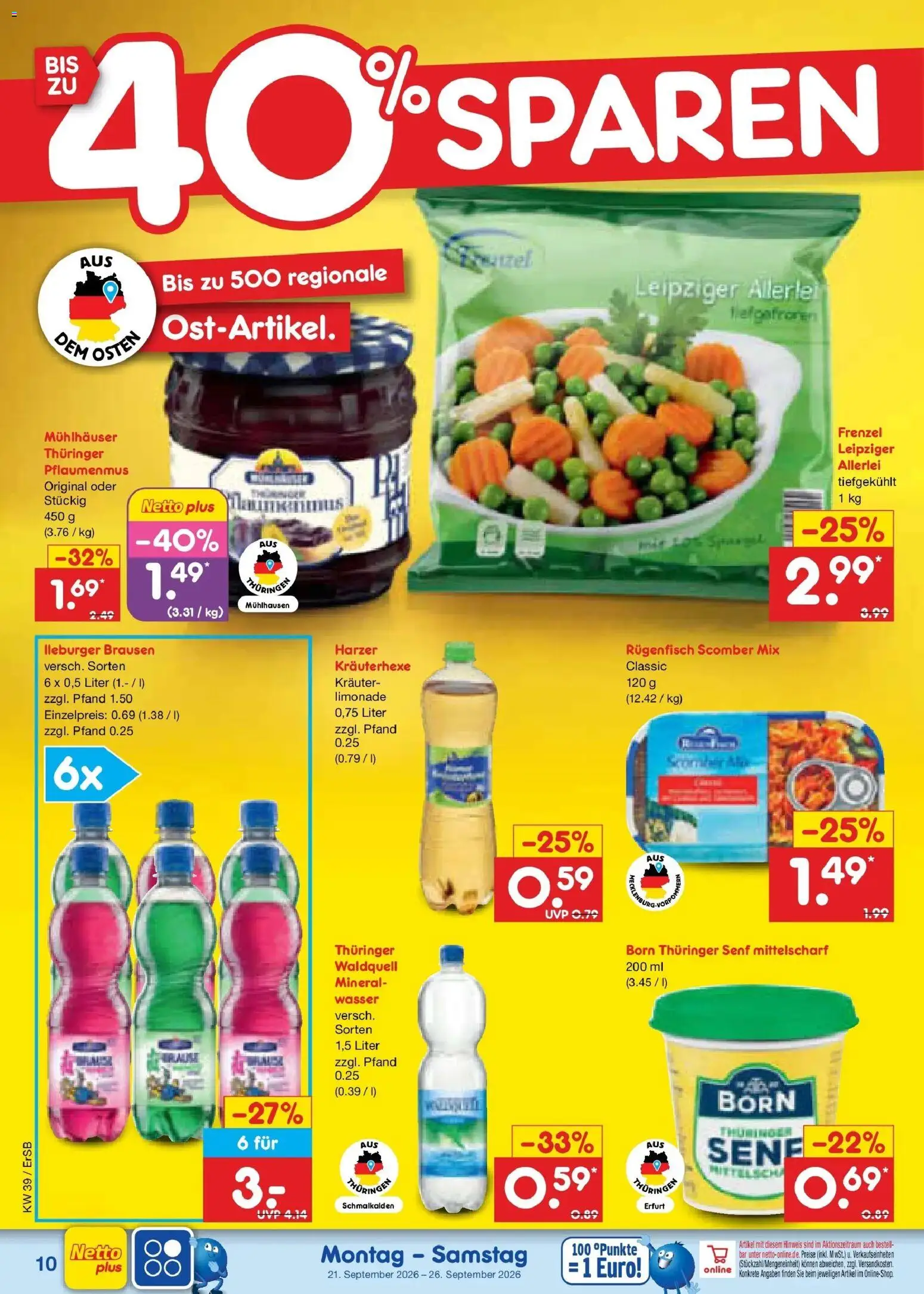 Netto Marken-Discount Prospekt Naumburg – gültig ab 21.09.2026 | Seite: 16 | Produkte: Limonade, Wasser