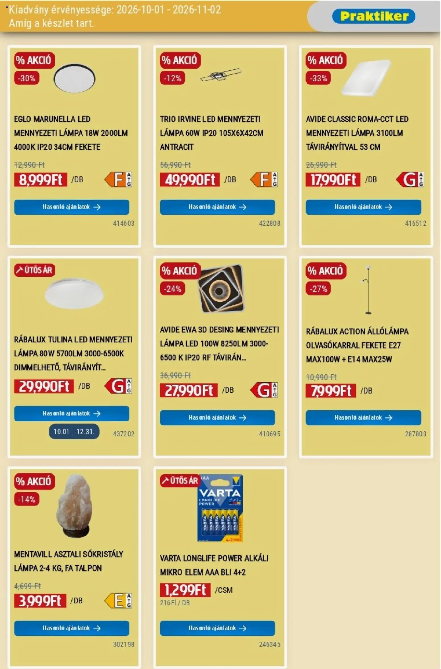 Praktiker akciós ujság - amely érvényes a következő dátumtól: 2026.10.01. | Oldal: 5 | Termékek: Állólámpa, FA, Lámpa, LED