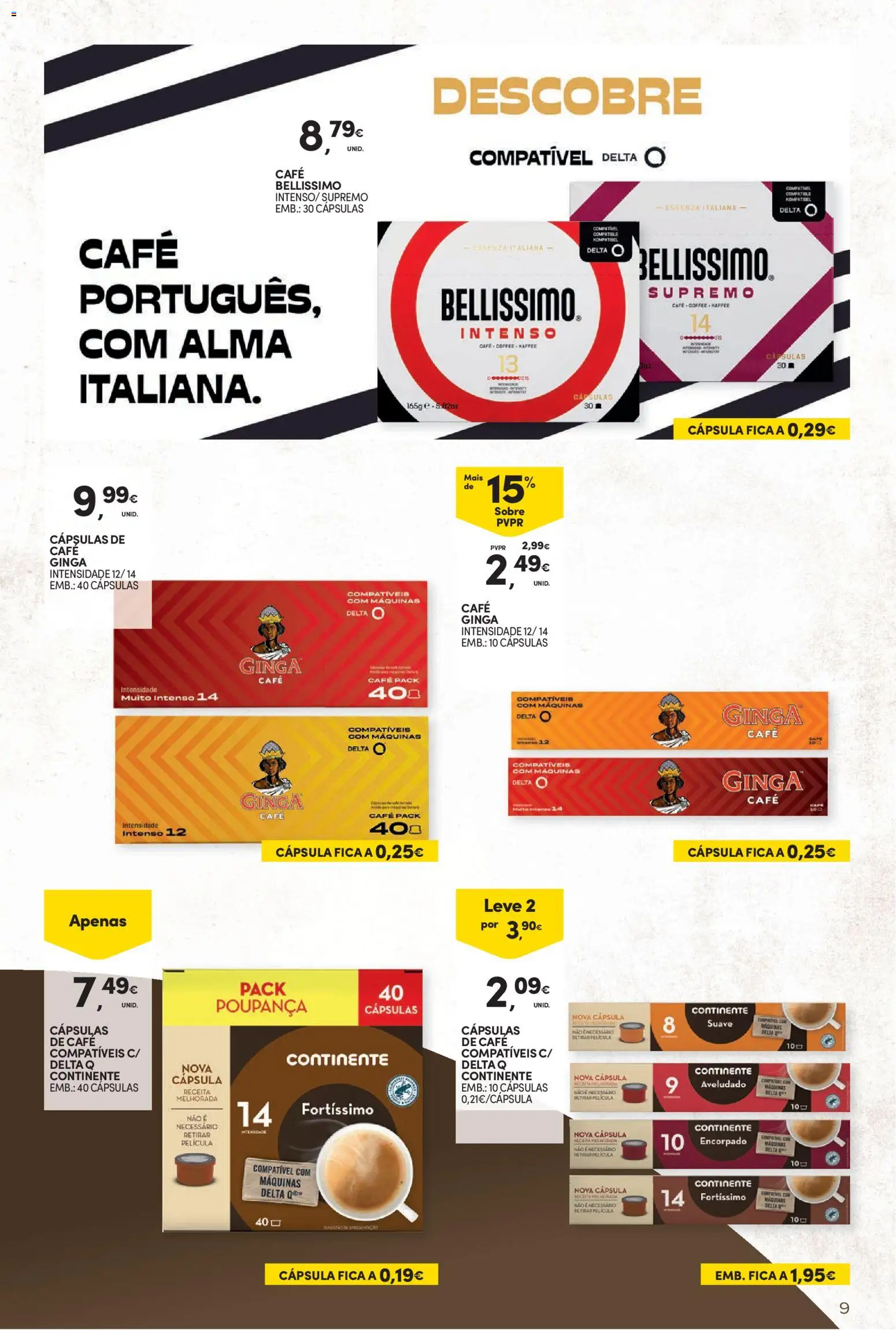 Continente Bebidas Quentes │ válido de 13/10/2026 | Página: 9 | Produtos: Delta q, Cápsulas, Café