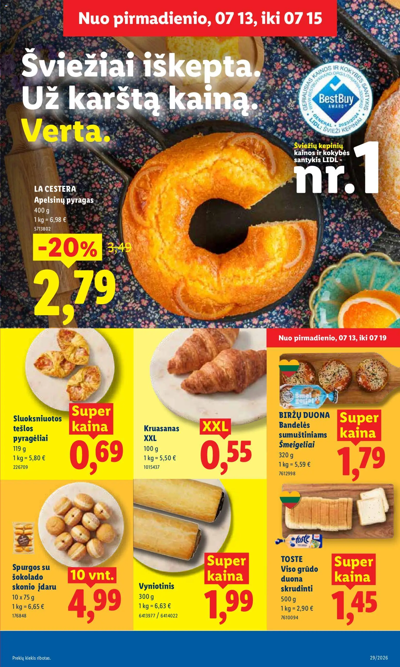 LIDL akcijos nuo 2026.07.13 | Puslapis: 7 | Prekių: Bandelės, Pyragas, Duona