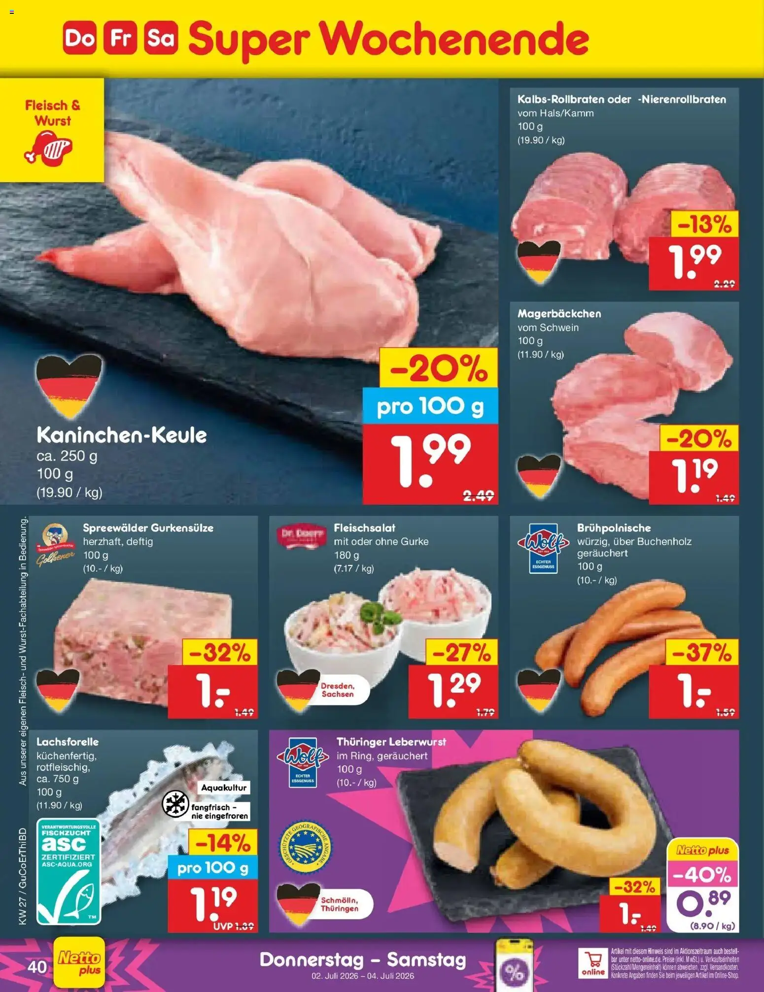 Netto Marken-Discount Prospekt Augustusburg – gültig ab 29.06.2026 | Seite: 58 | Produkte: Wurst, Fleisch