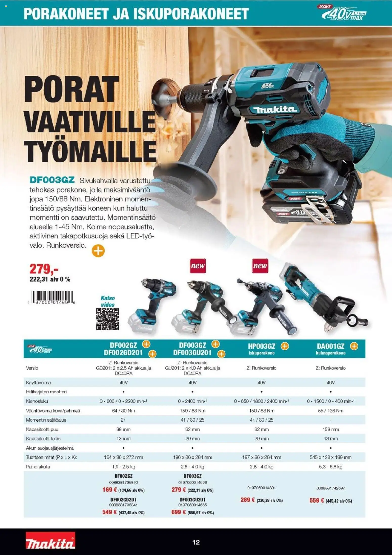 Makita tarjoukset - XGT esite 2026 – voimassa 07.04.2026 alkaen | Sivu: 12 | Tuotteet: Video