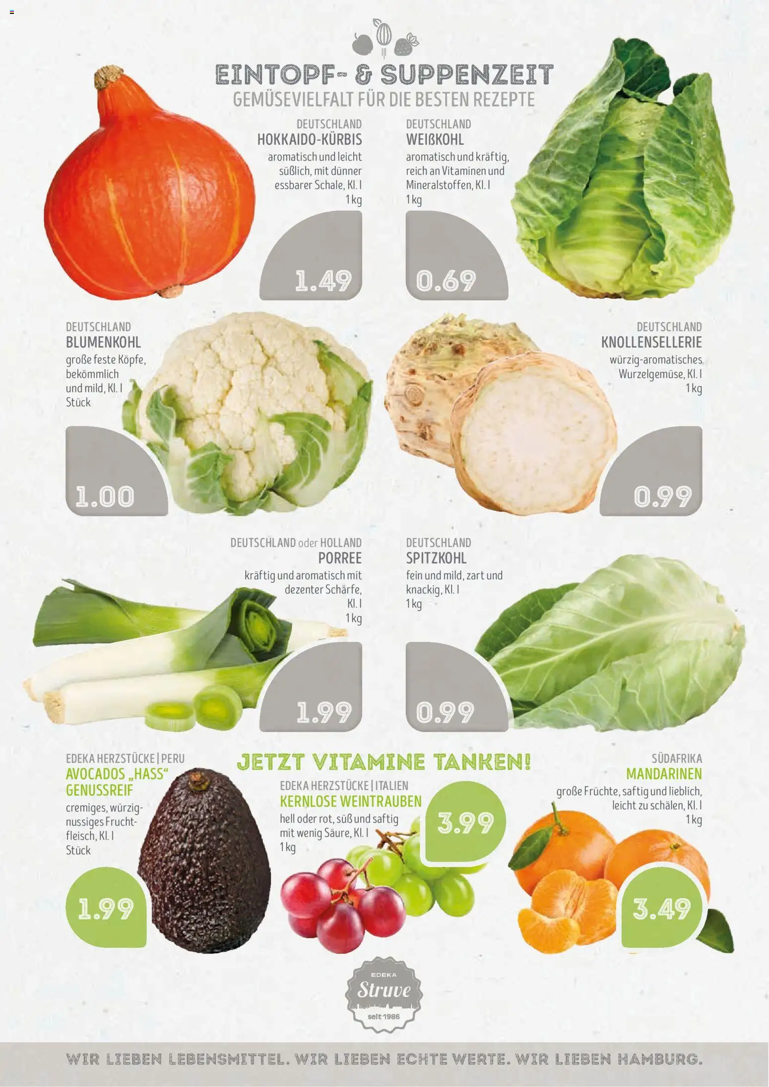 Edeka Struve Prospekt – gültig ab 28.09.2026 | Seite: 2 | Produkte: Mandarinen, Weintrauben, Blumenkohl
