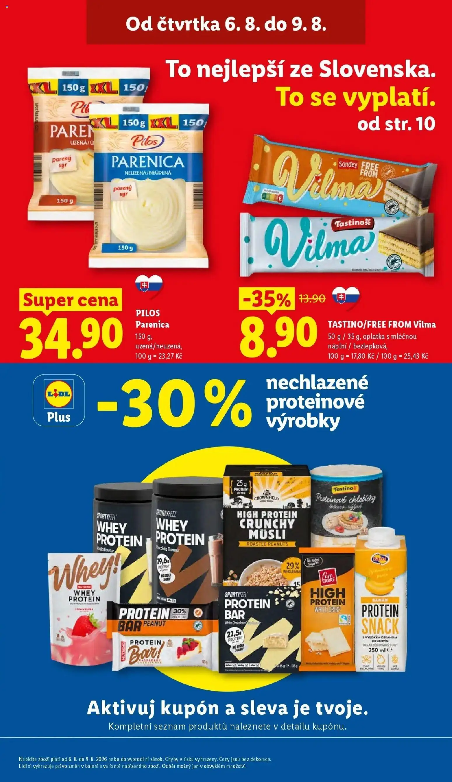 Lidl aktuální leták od 06.08.2026 | Strana: 3 | Produkty: Protein bar, Cheesecake, Whey protein, Protein