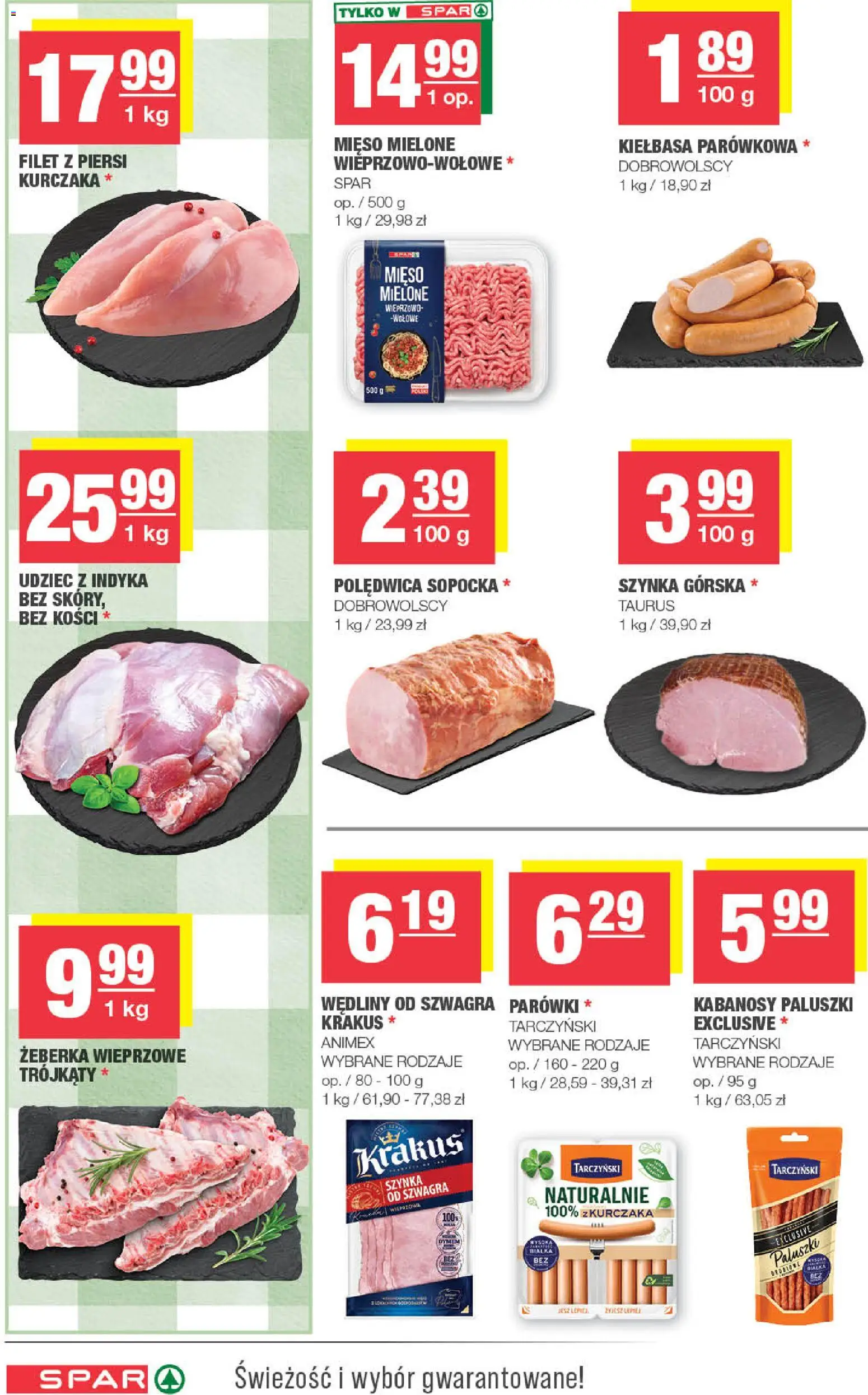 Spar gazetka od 21.10.2026 | Strona: 4 | Produkty: Żeberka wieprzowe, Polędwica sopocka, Mięso mielone, Wędliny