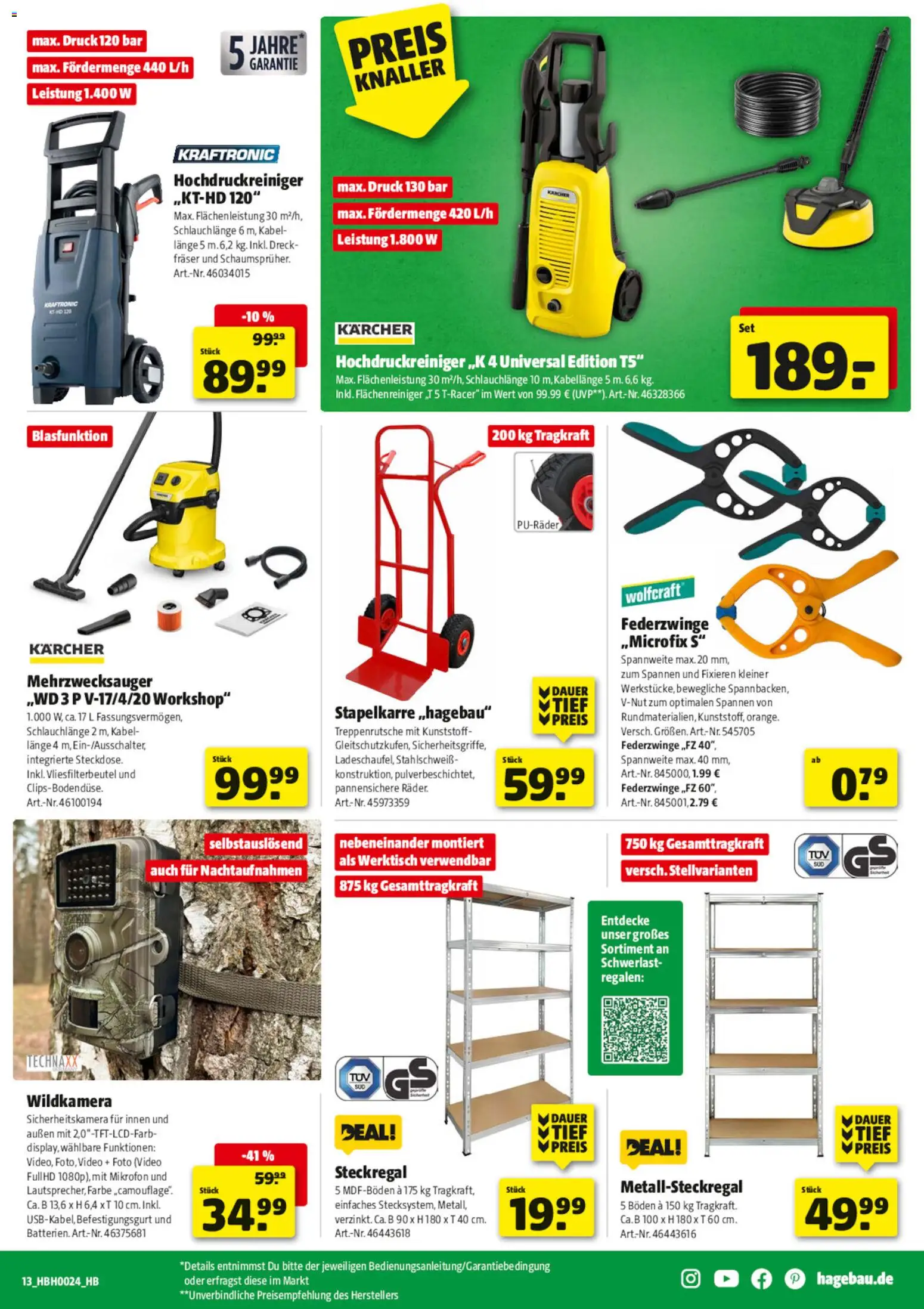 Hagebau Prospekt – gültig ab 06.06.2026 | Seite: 13 | Produkte: Kabel, Mikrofon, Hochdruckreiniger, Video