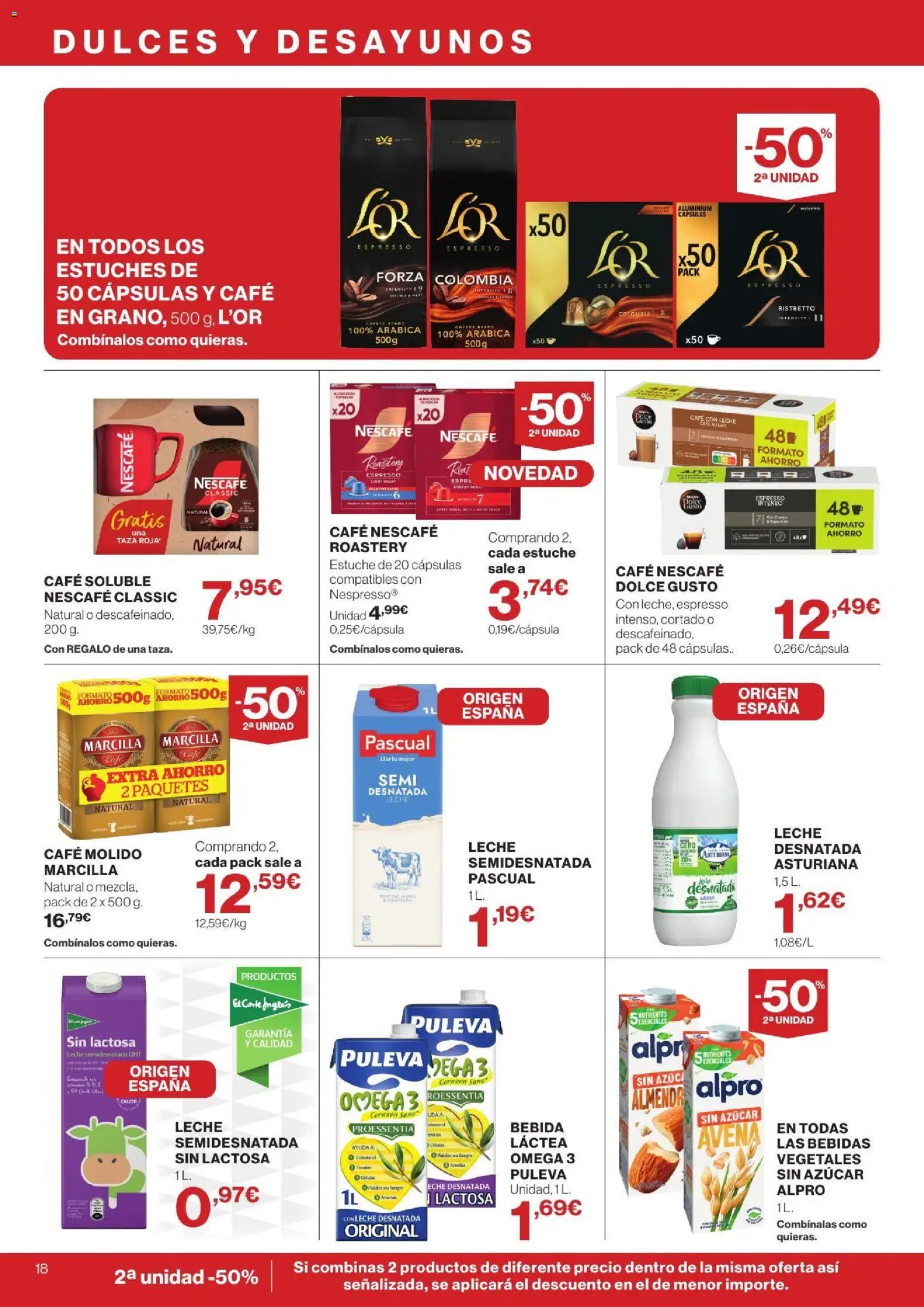 Hipercor catálogo │ válido desde el 10/09/2026 | Página: 18 | Productos: Leche desnatada, Cápsulas, Leche, Café