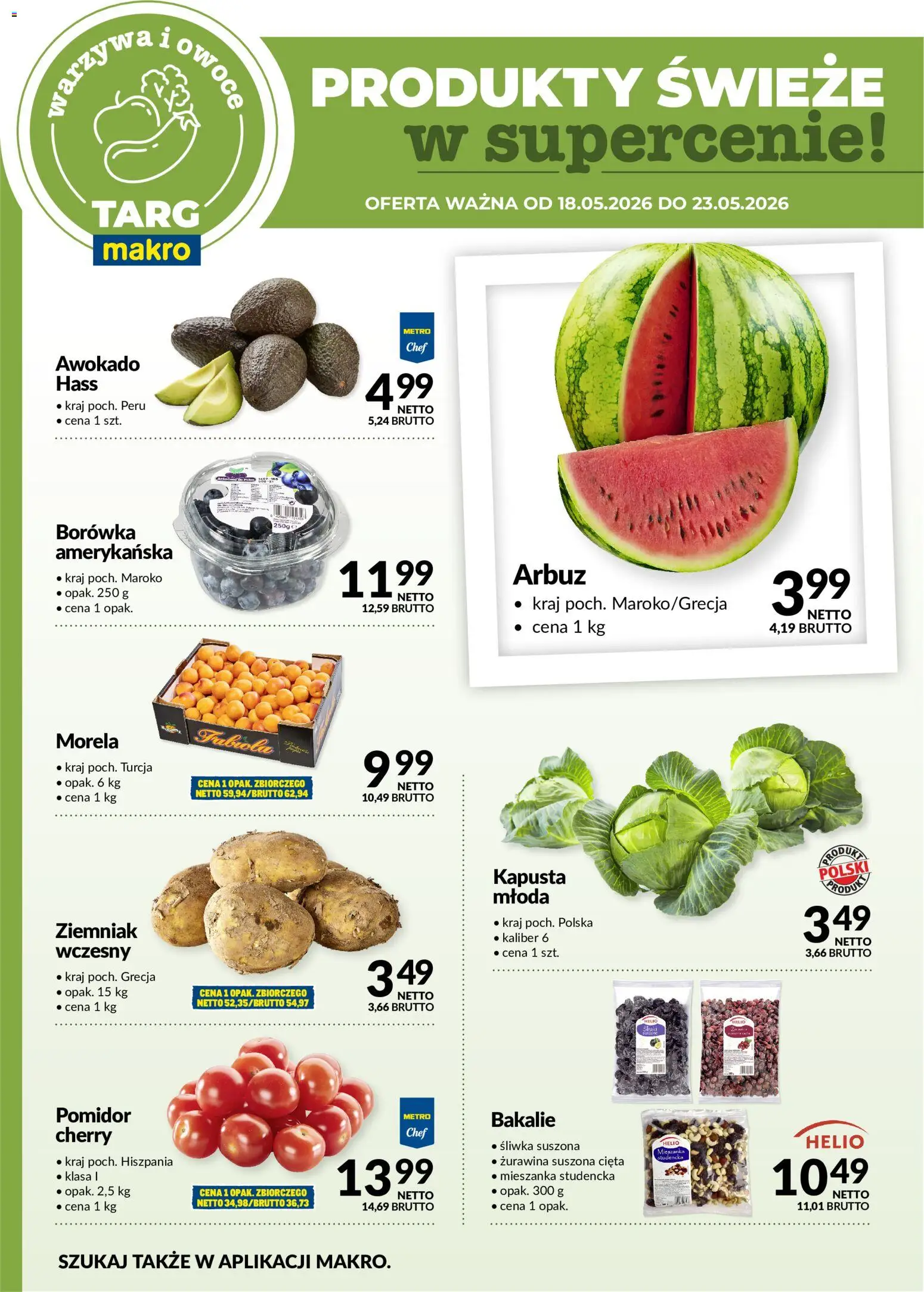 Makro gazetka - Oferta świeża w super cenach od 18.05.2026 | Strona: 5 | Produkty: Arbuz, Borówka amerykańska, Żurawina, Awokado
