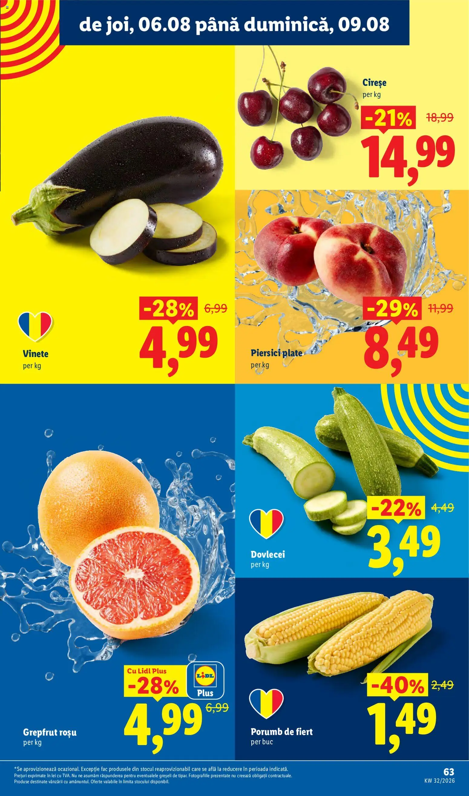 Noul catalog Lidl – valabil de la 03.08.2026 | Pagină: 61 | Produse: Grapefruit, Grepfrut, Piersici, Porumb