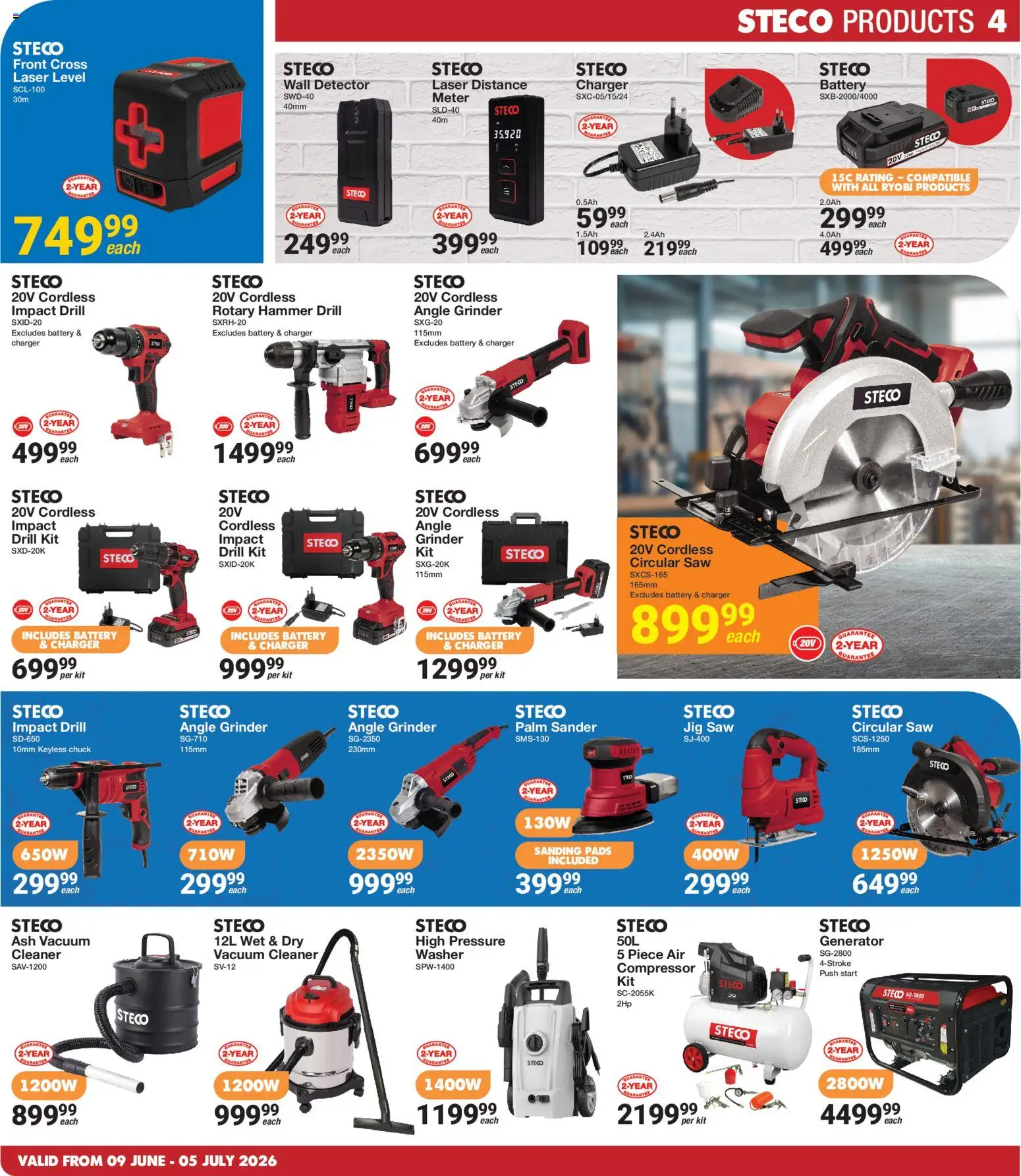 New MICA catalogue – valid from 09.06.2026 | Page: 4 | Products: Generator, Rotary hammer, Pads, Angle grinder