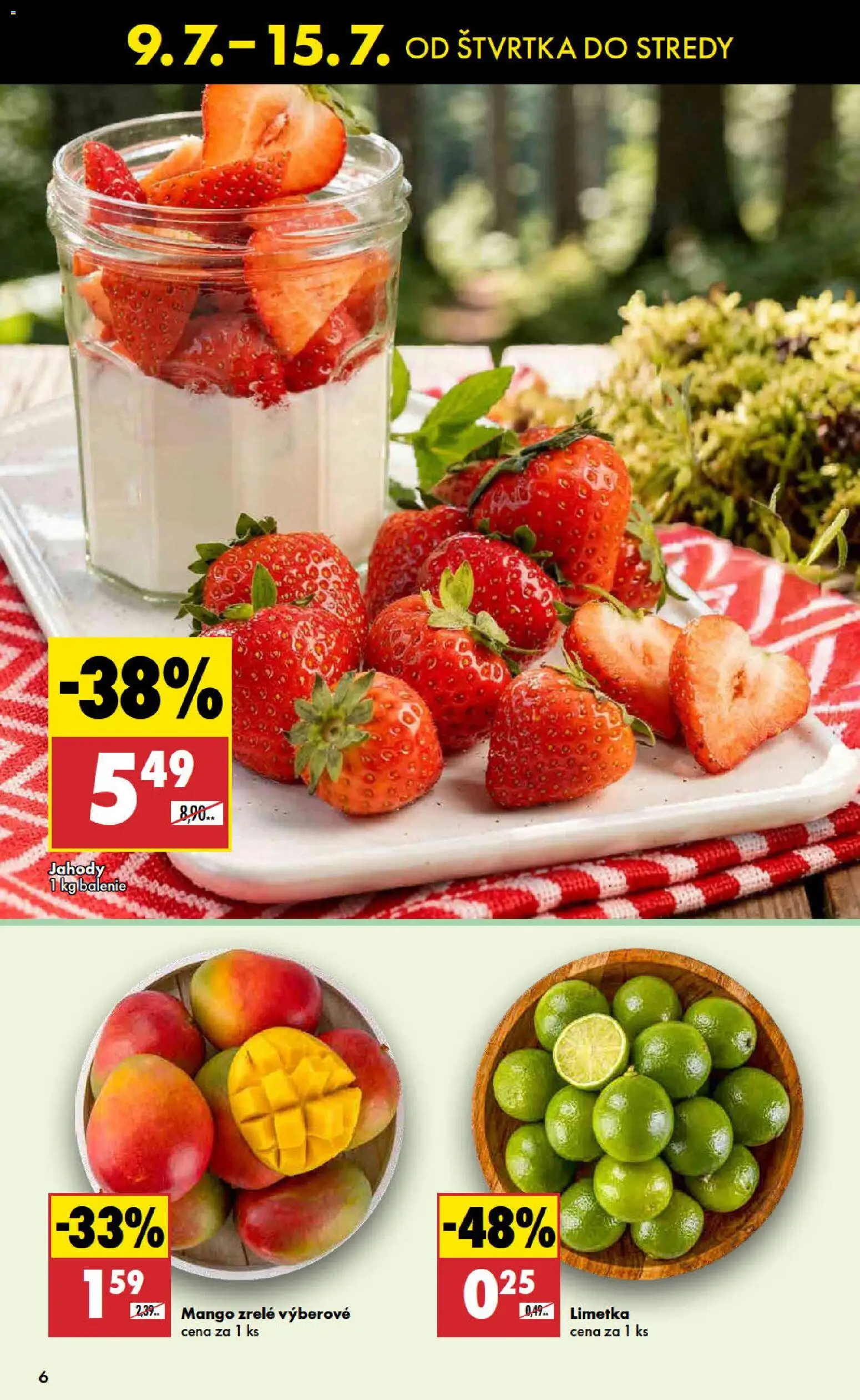 Nové Biedronka akcie – leták je platný od 09.07.2026 | Strana: 6 | Produkty: Limetka, Jahody, Mango