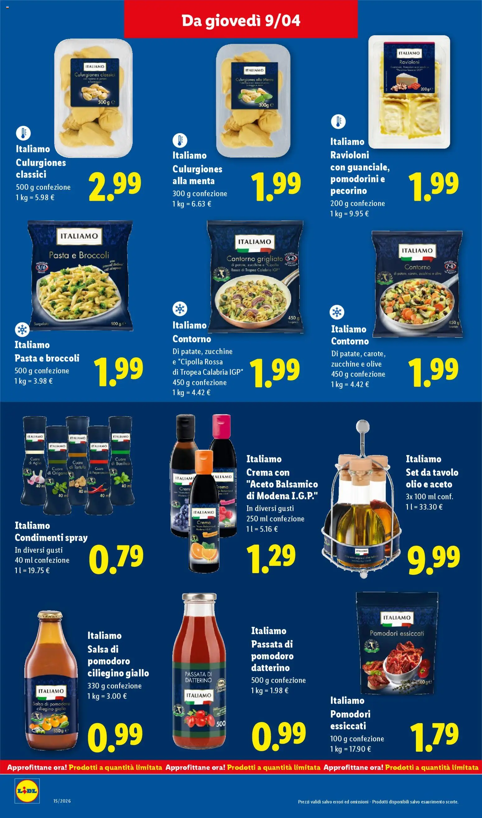 Volantino Lidl del 09.04.2026 | Pagina: 14 | Prodotti: Salsa, Pomodori, Aceto, Tavolo