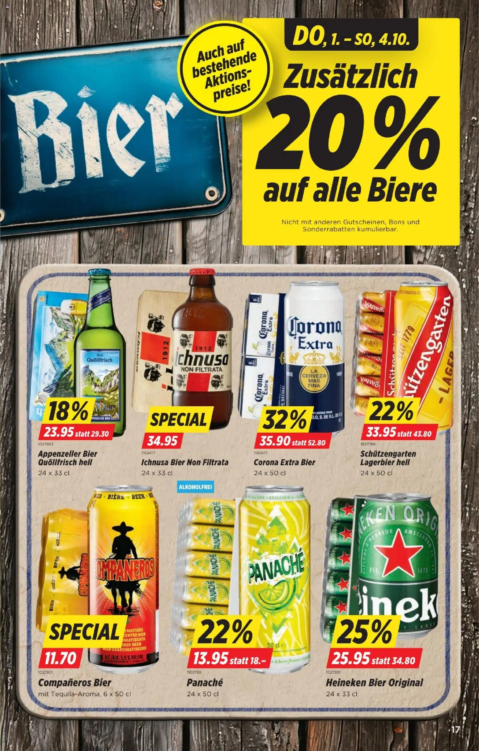 Denner aktionen – gültig ab 01.10.2026 | Seite: 17 | Produkte: Corona Extra, Bier
