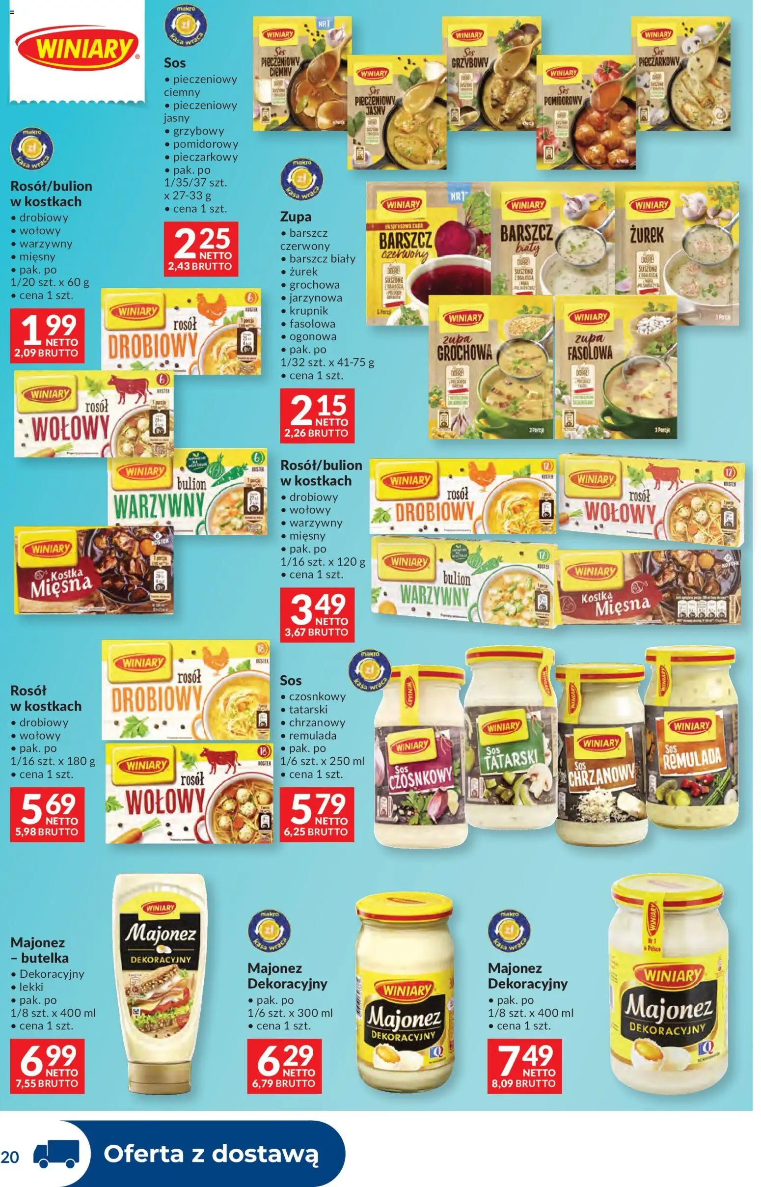 Makro gazetka - Dystrybucja do sklepów od 29.09.2026 | Strona: 20 | Produkty: Barszcz, Krupnik, Bulion warzywny, Majonez
