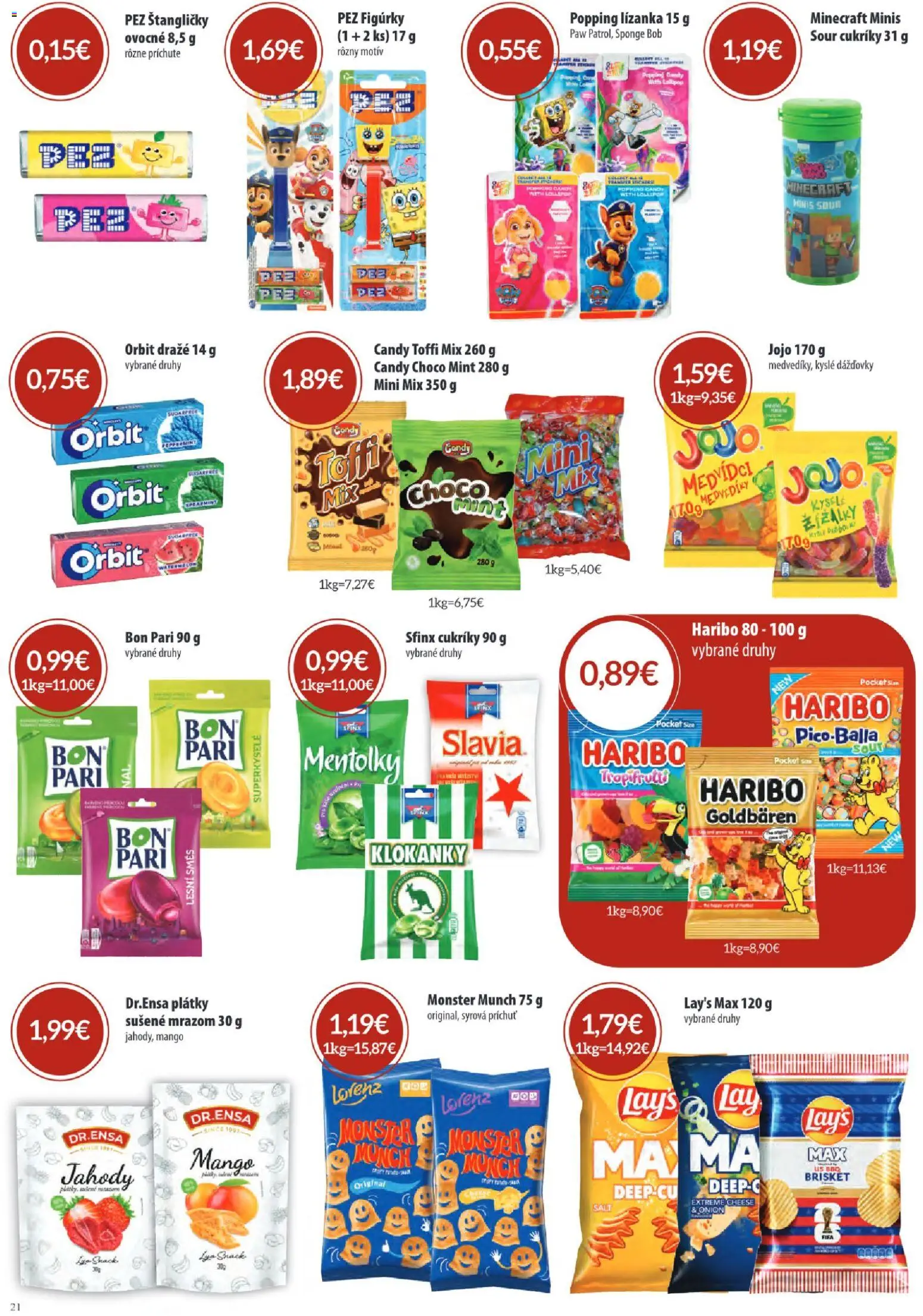 Nové Sintra akcie – leták je platný od 07.05.2026 | Strana: 21 | Produkty: Cukríky, Jahody, Mango