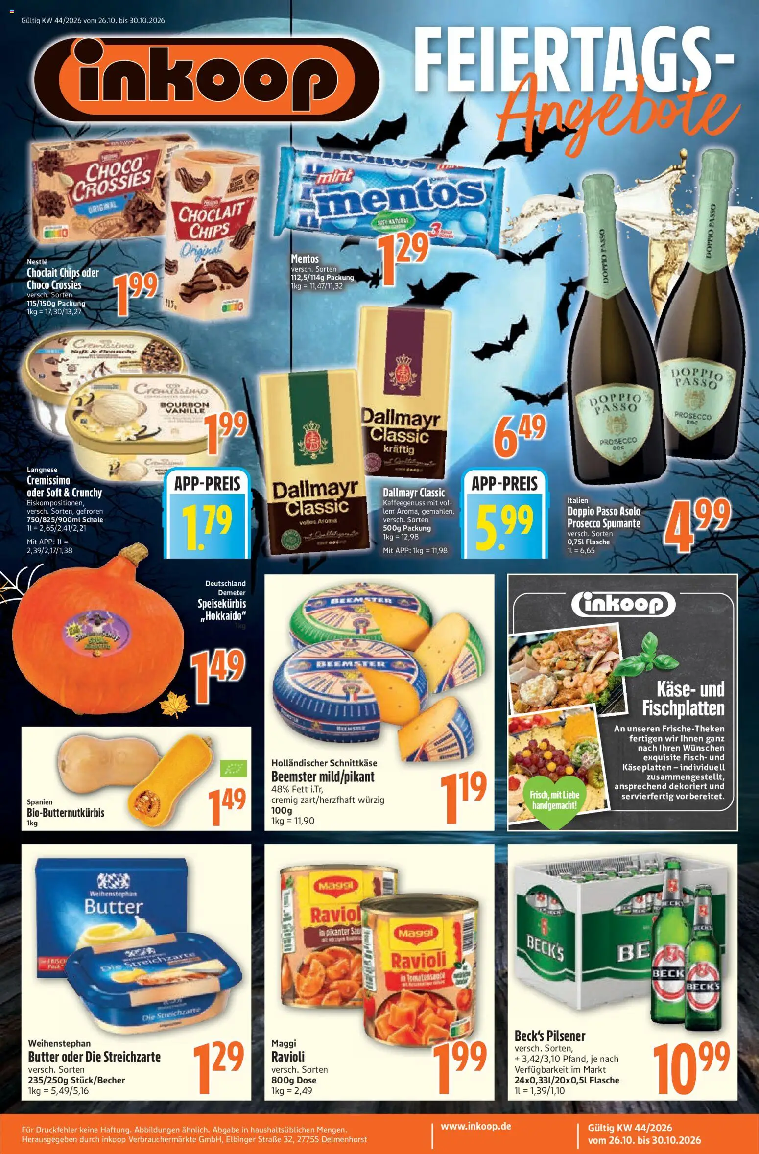 Inkoop Prospekt – gültig ab 26.10.2026 | Seite: 1 | Produkte: Cremissimo, Butter, Fisch, Doppio Passo