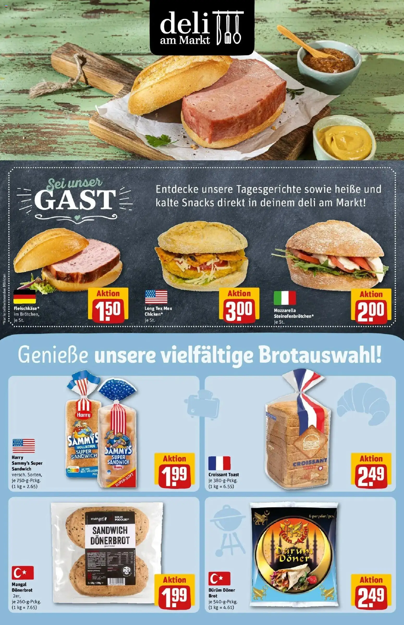 REWE Prospekt ab 10.08.2026 zum Blättern » Angebote | Seite: 11 | Produkte: Toast, Mozzarella, Croissant, Brot