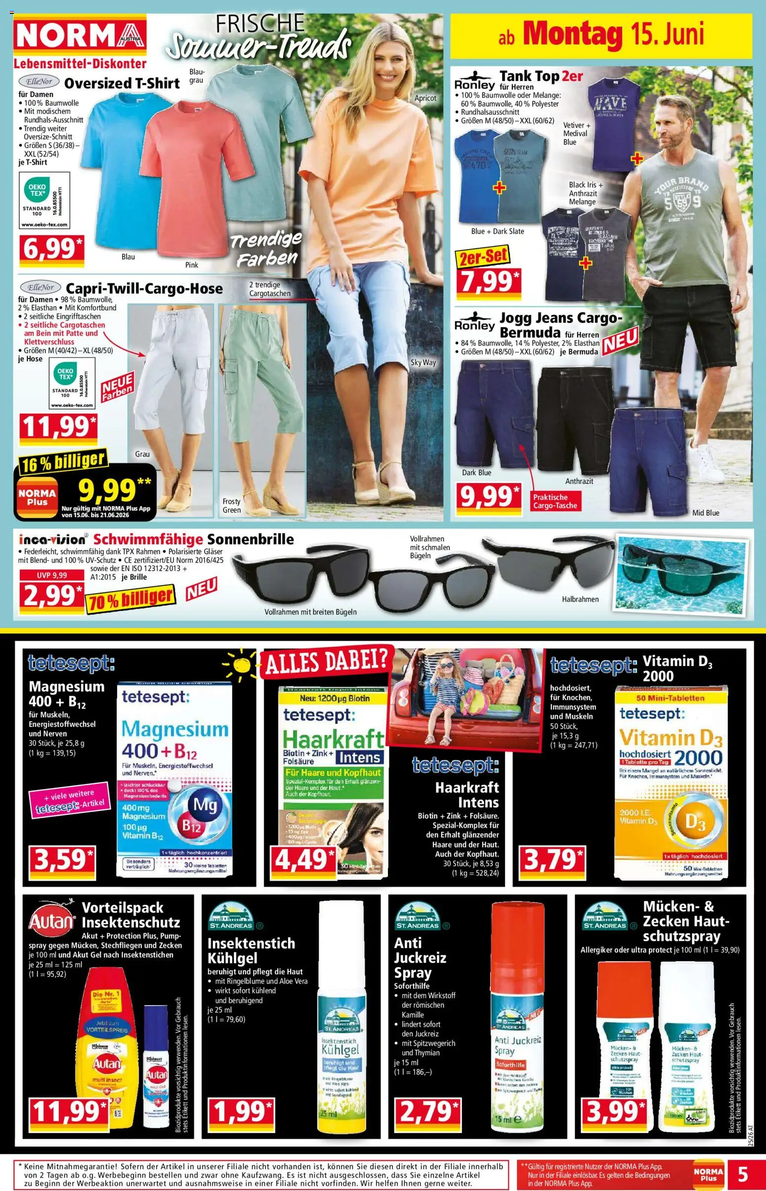Norma Flugblatt gültig ab 15.06.2026 | Seite: 5 | Produkte: Hose, Brille, Jeans