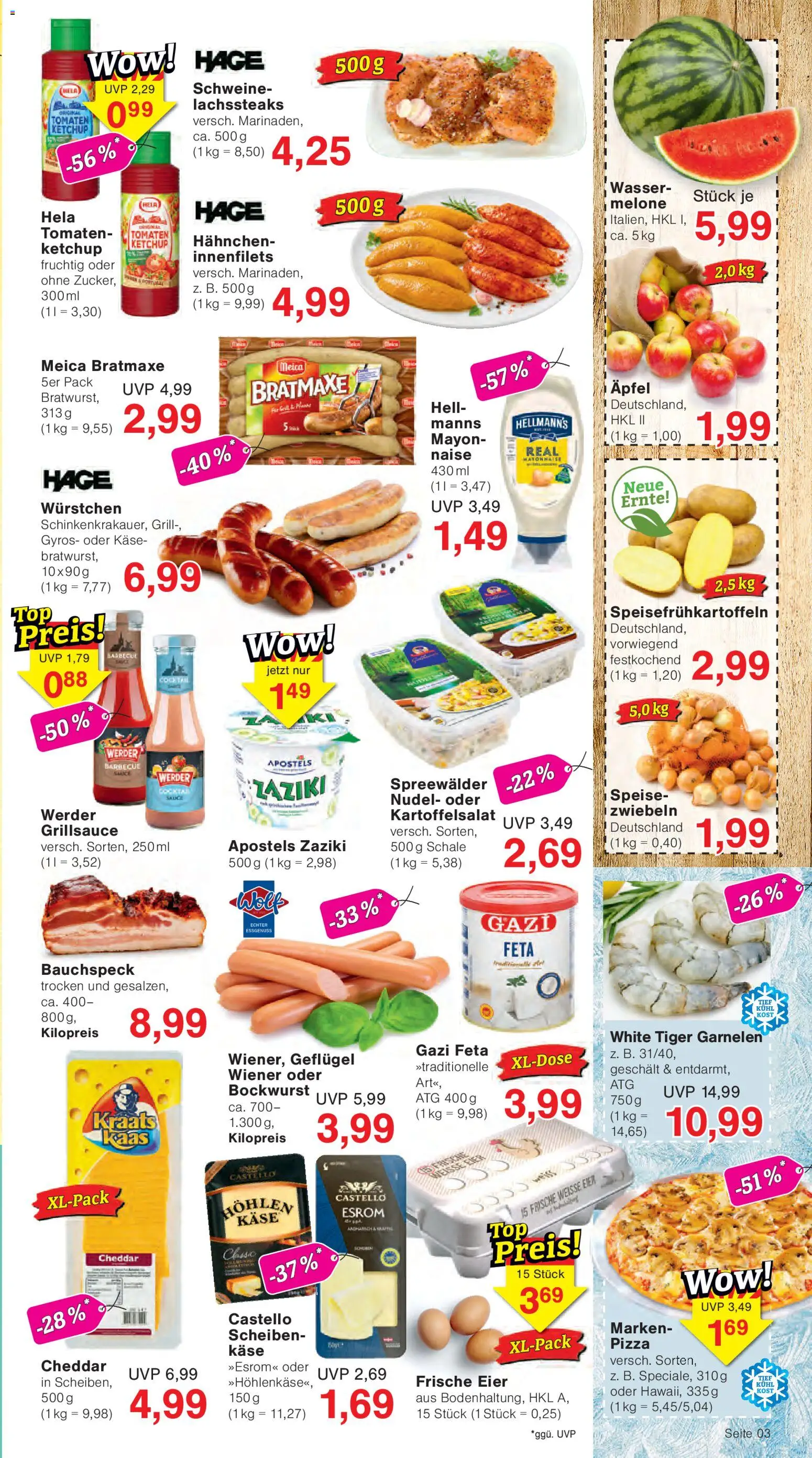 Wiglo Wunderland Prospekt – gültig ab 06.07.2026 | Seite: 3 | Produkte: Bockwurst, Meica, Mayonnaise, Tiger garnelen