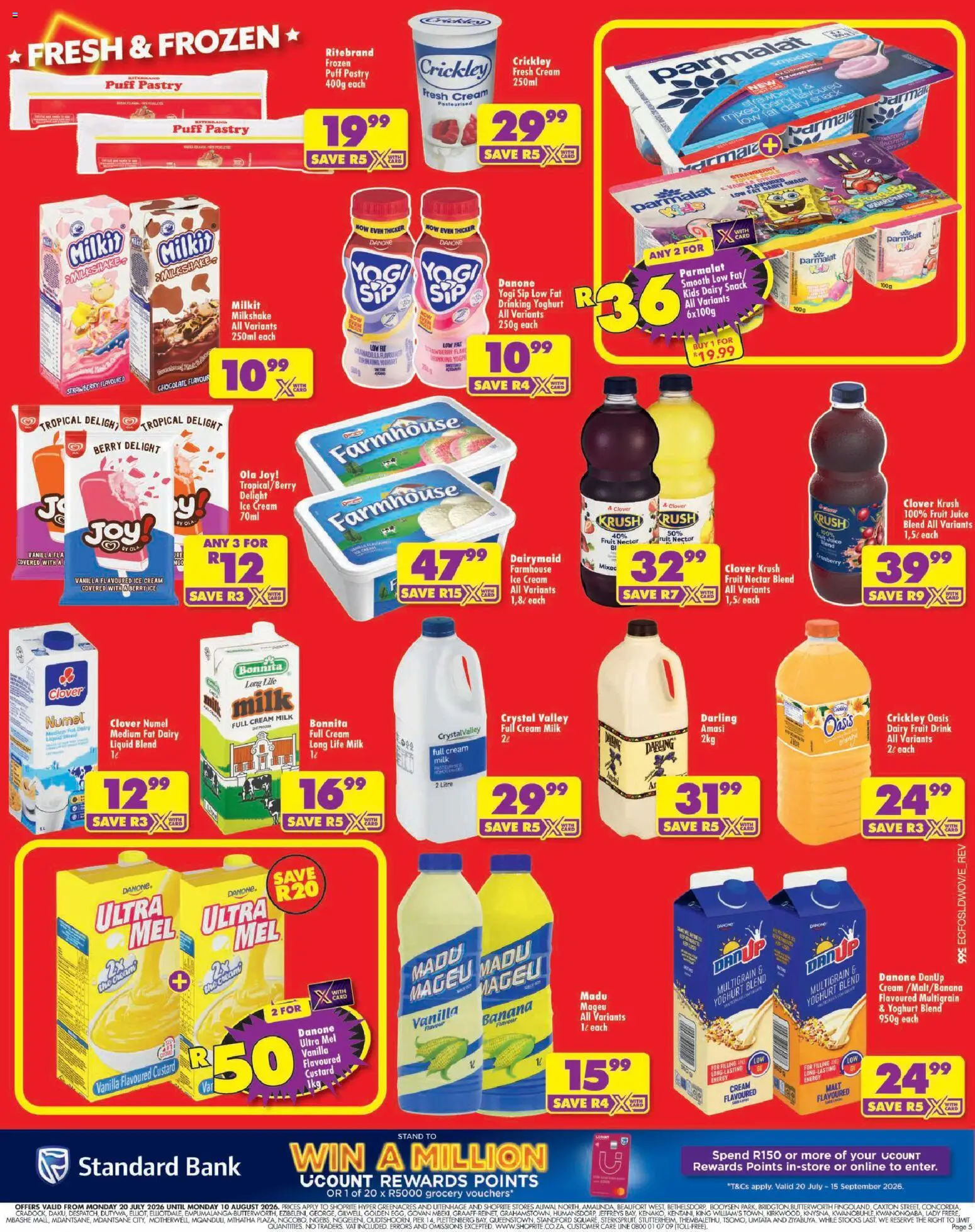 New Shoprite catalogue – valid from 20/07/2026 | Page: 5 | Products: Yoghurt, Milk, Chocolate, Fruit
