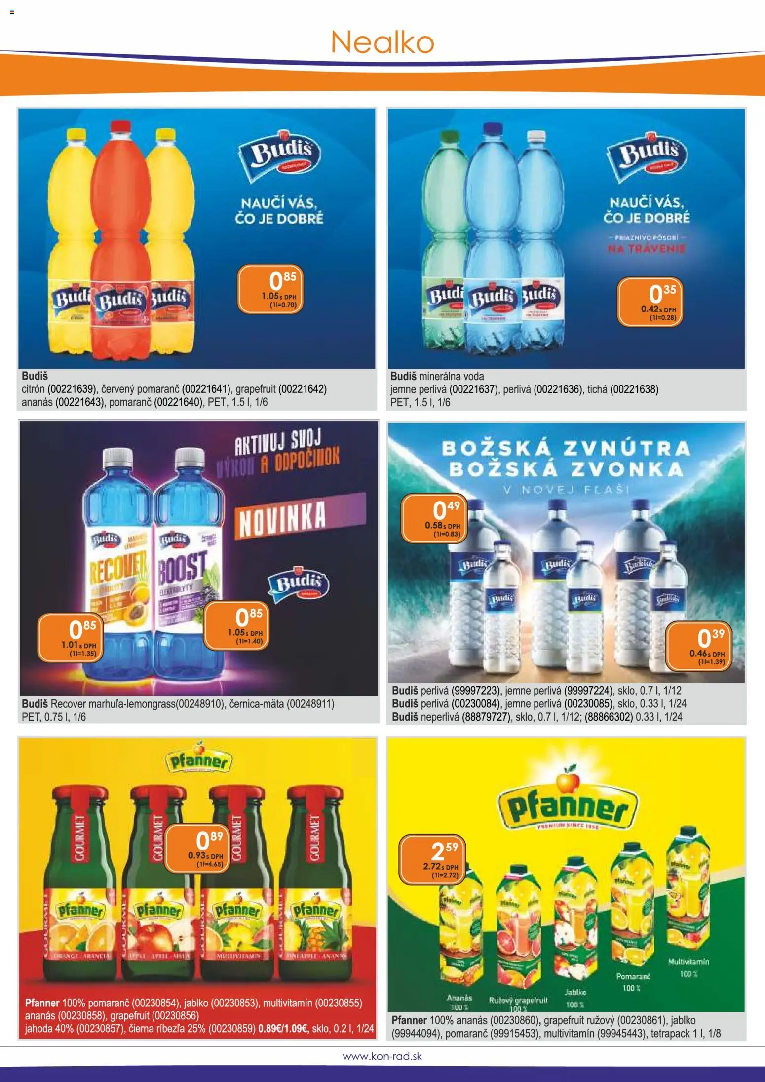 Nové KON - RAD akcie – leták je platný od 01.09.2026 | Strana: 26 | Produkty: Multivitamín, Budiš, Ananás, Grapefruit