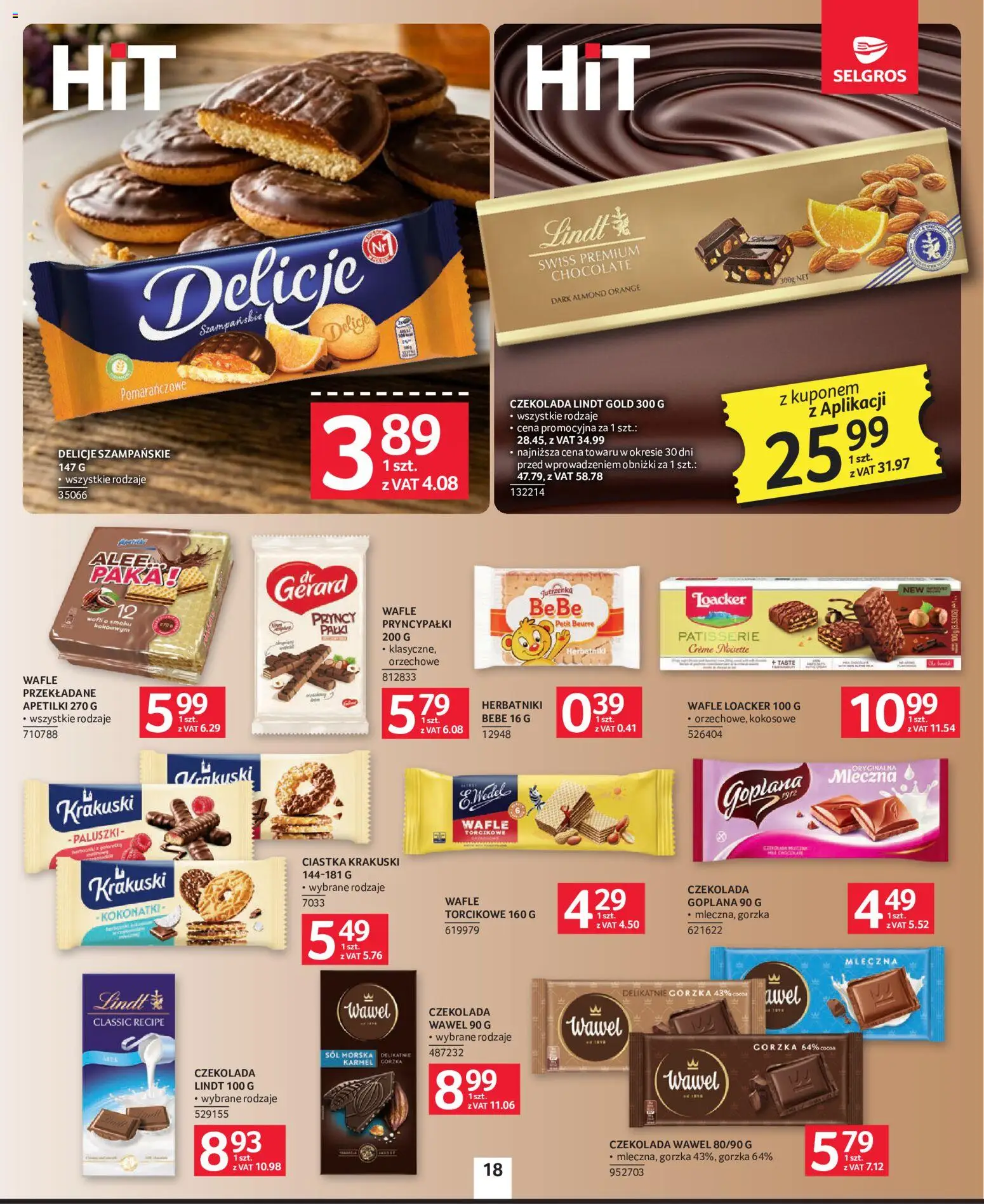 Selgros cash&carry gazetka od 08.10.2026 | Strona: 18 | Produkty: Lindt, Wafle, Czekolada, Sól