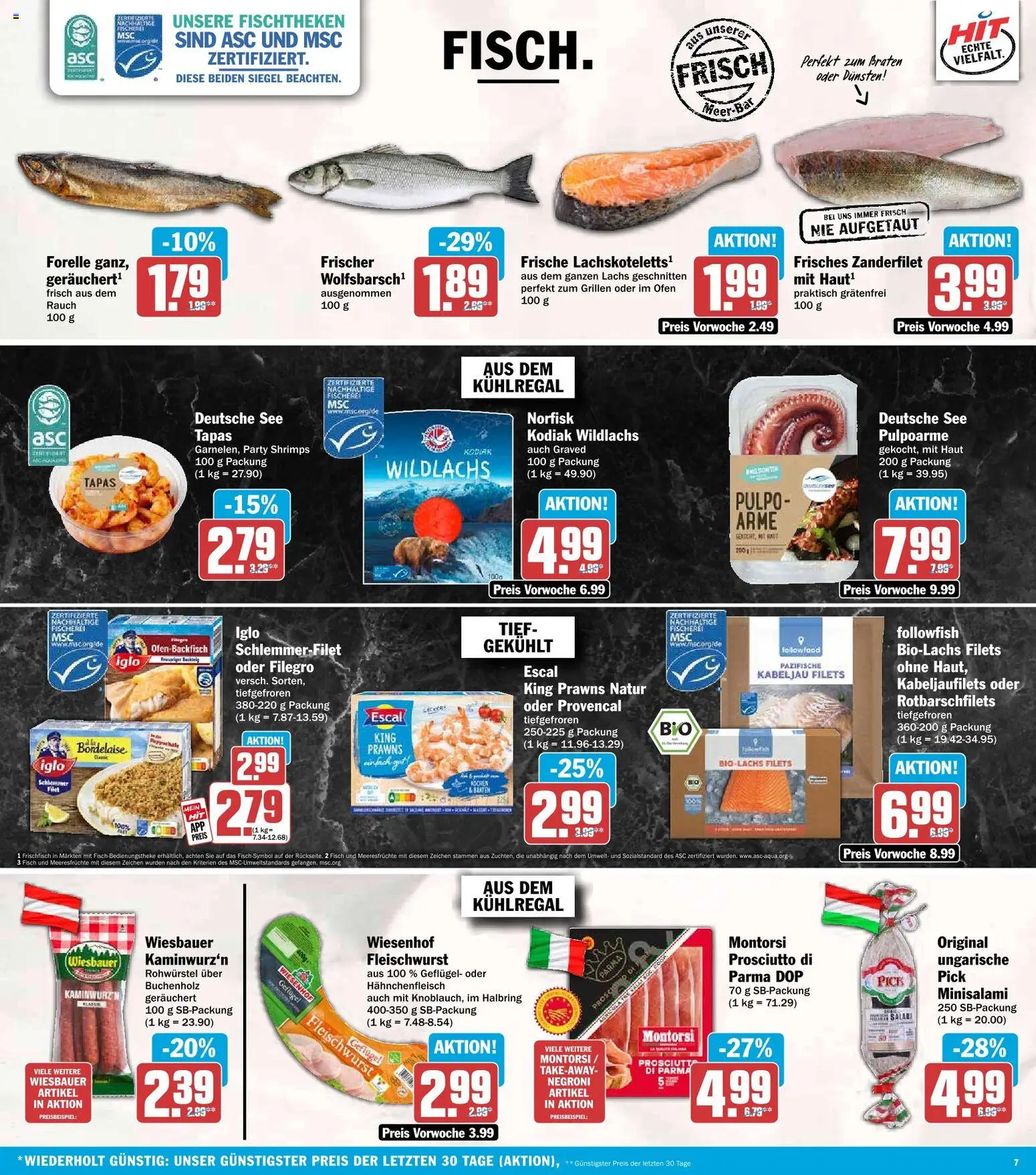 HIT Prospekt – gültig ab 28.09.2026 | Seite: 7 | Produkte: Ofen, Lachs, Meeresfrüchte, Salami