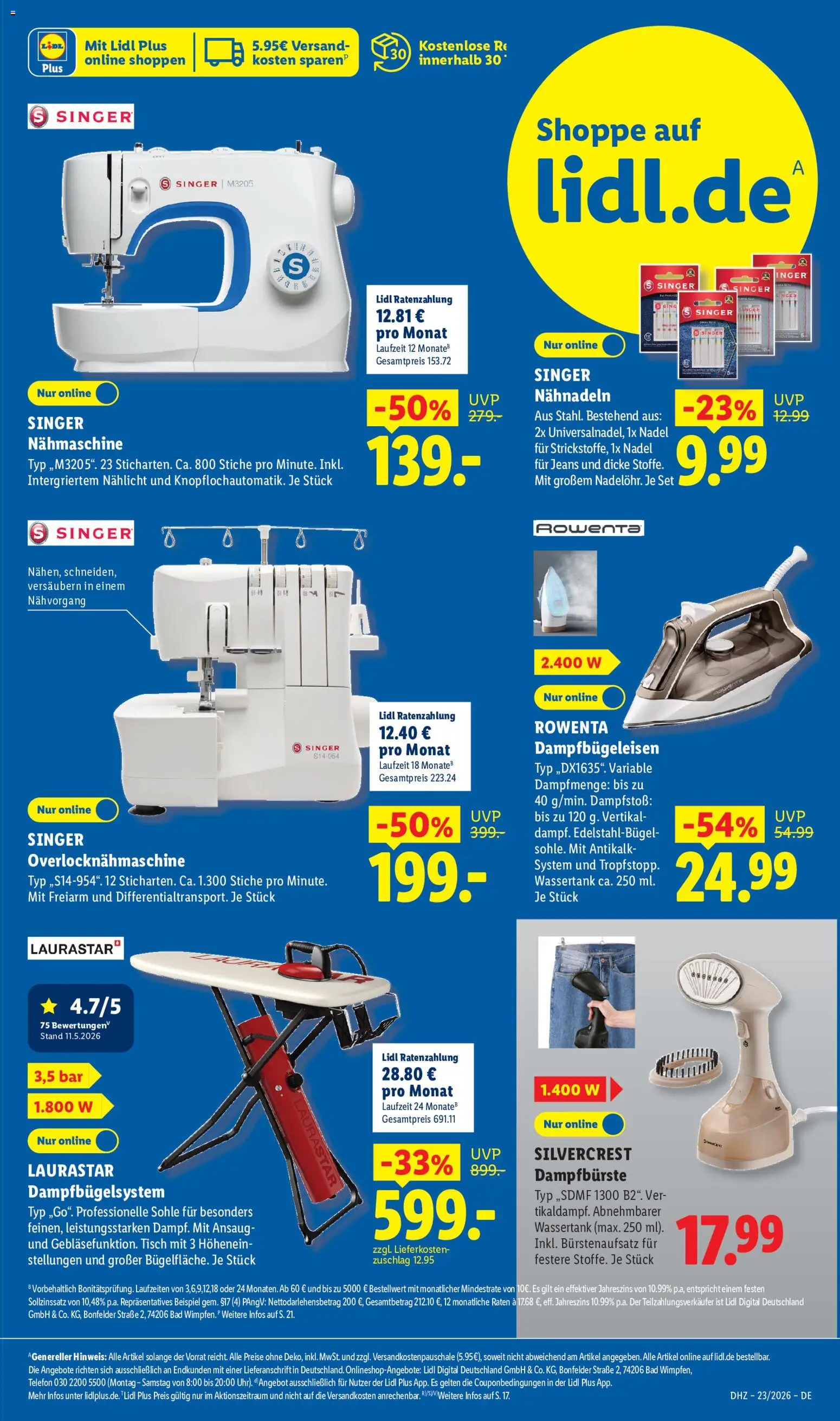 Lidl Prospekt – gültig ab 01.06.2026 | Seite: 11 | Produkte: Nähmaschine, Tisch, Bad, Telefon