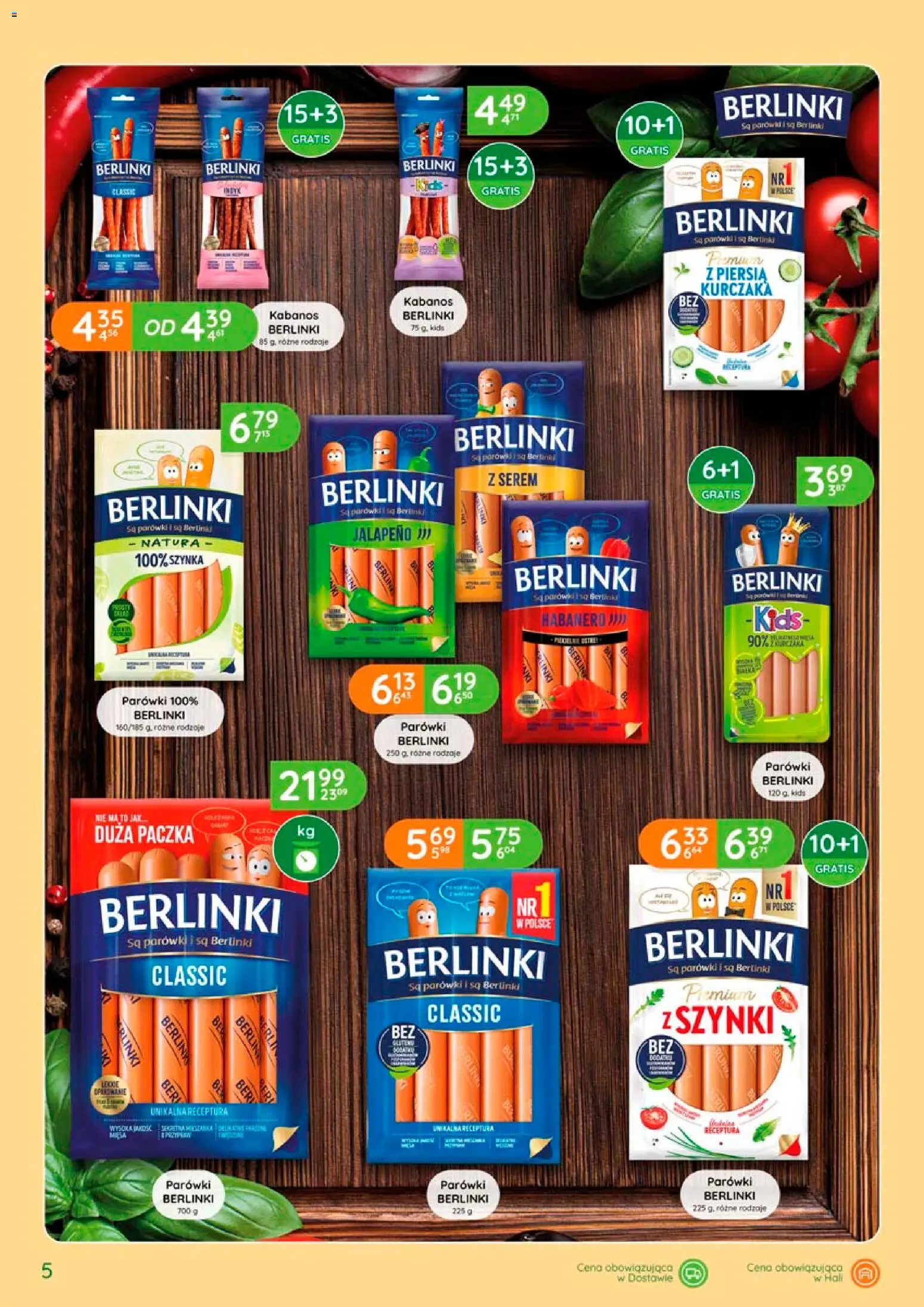 Eurocash gazetka - Katalog Wędlin od 06.08.2026 | Strona: 5 | Produkty: Serem, Parówki berlinki, Szynka, Kabanos